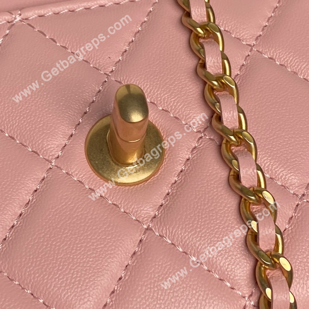 Chanel Ap3938 Wallet on chain Shiny Lambskin Gold-Tone Metal Pink