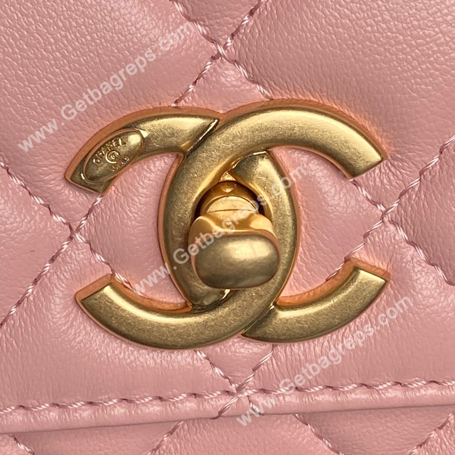 Chanel Ap3938 Wallet on chain Shiny Lambskin Gold-Tone Metal Pink