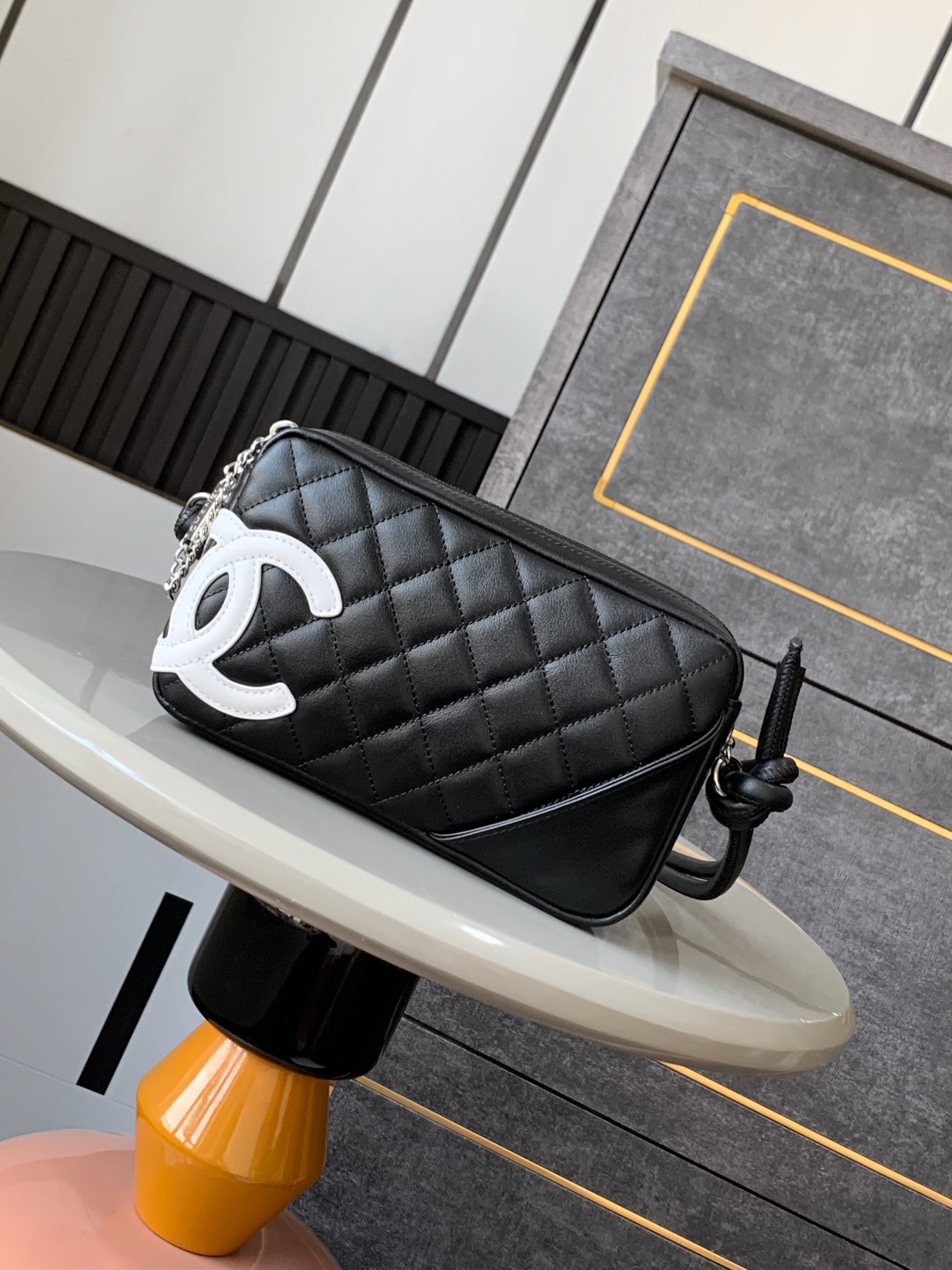 Chanel Black and White Calfskin Cambon Ligne Bowler