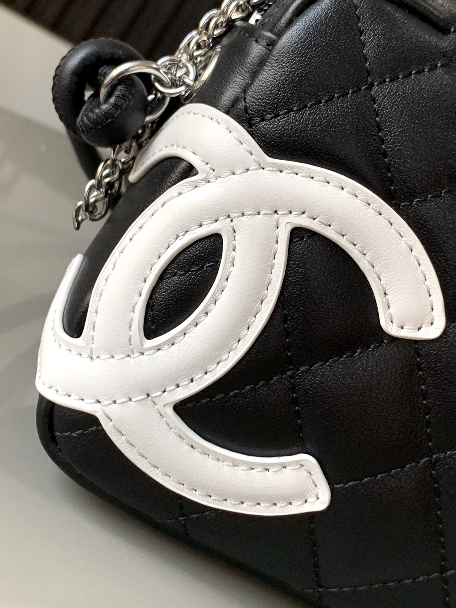 Chanel Black and White Calfskin Cambon Ligne Bowler