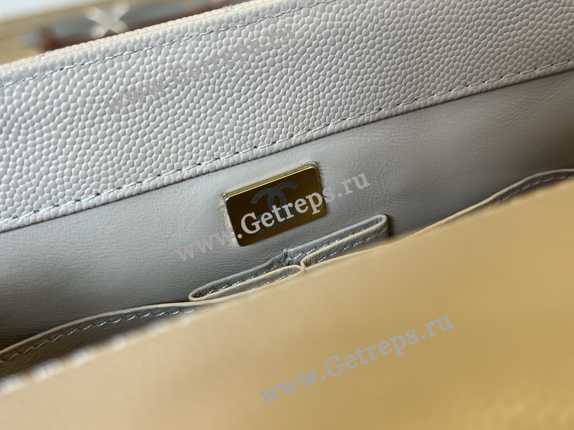 Chanel COCO Top Handle Handbag Beige Grained Calfskin 28cm