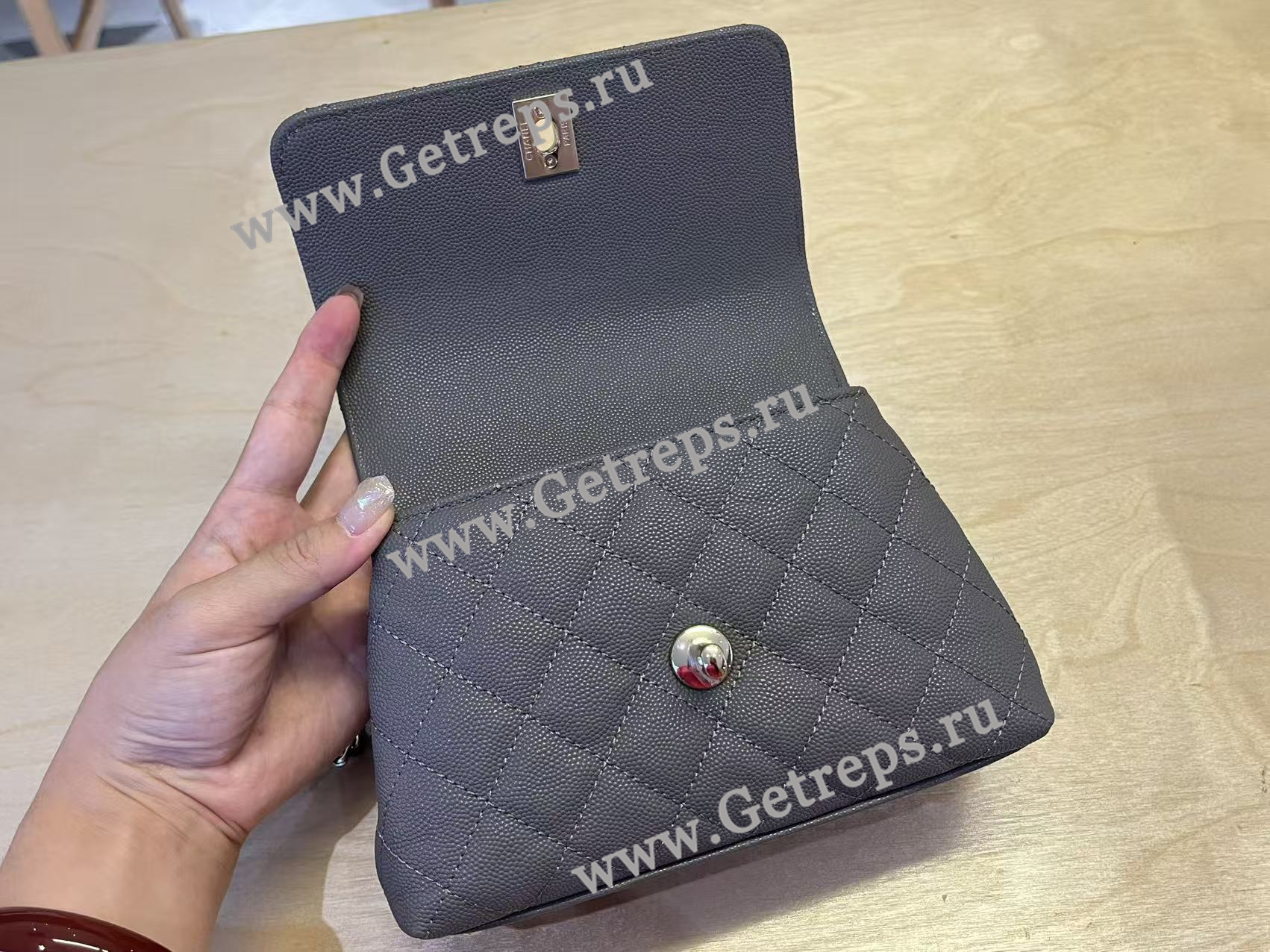 Chanel COCO Top Handle Handbag Black Grained Calfskin 19cm