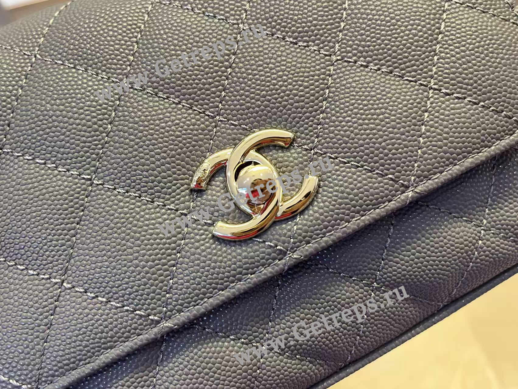 Chanel COCO Top Handle Handbag Black Grained Calfskin 19cm