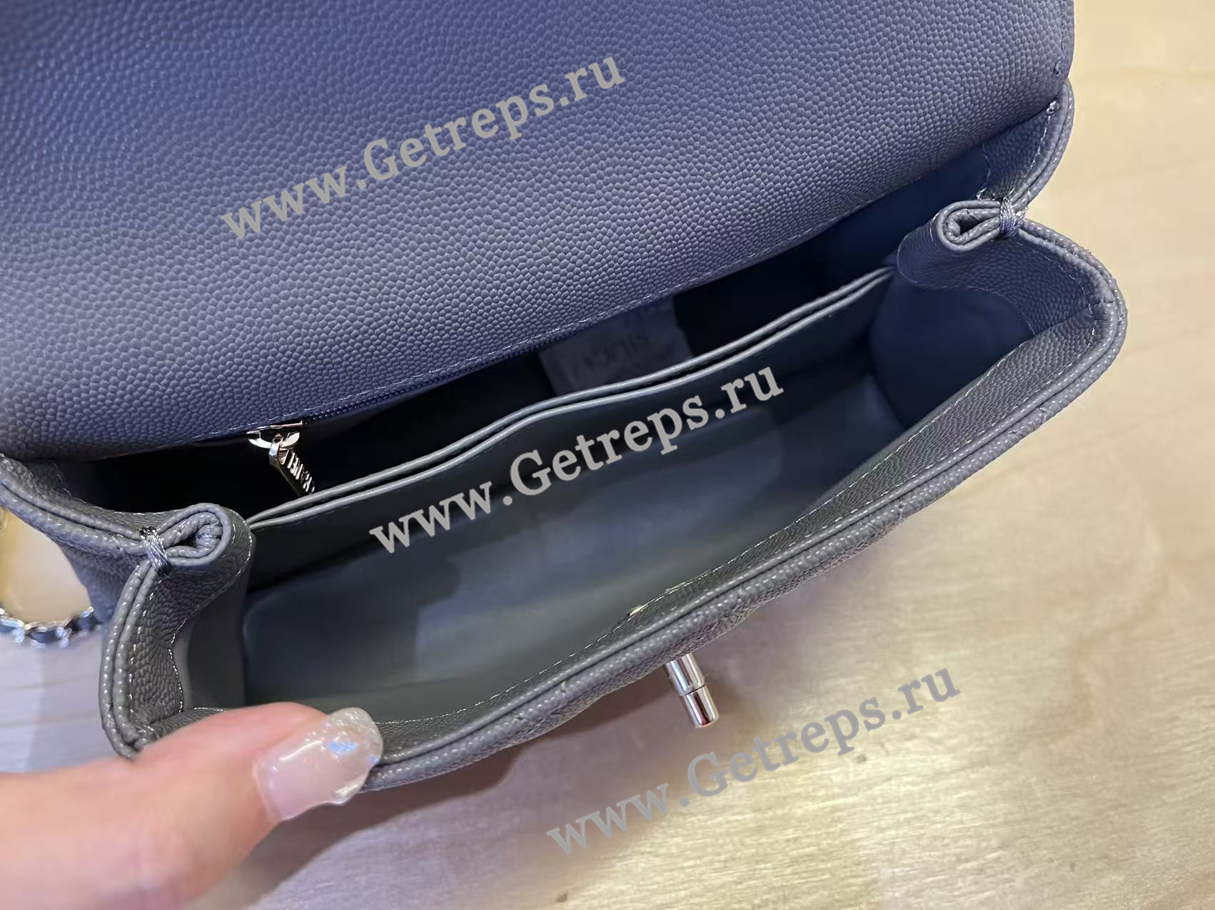 Chanel COCO Top Handle Handbag Black Grained Calfskin 23cm