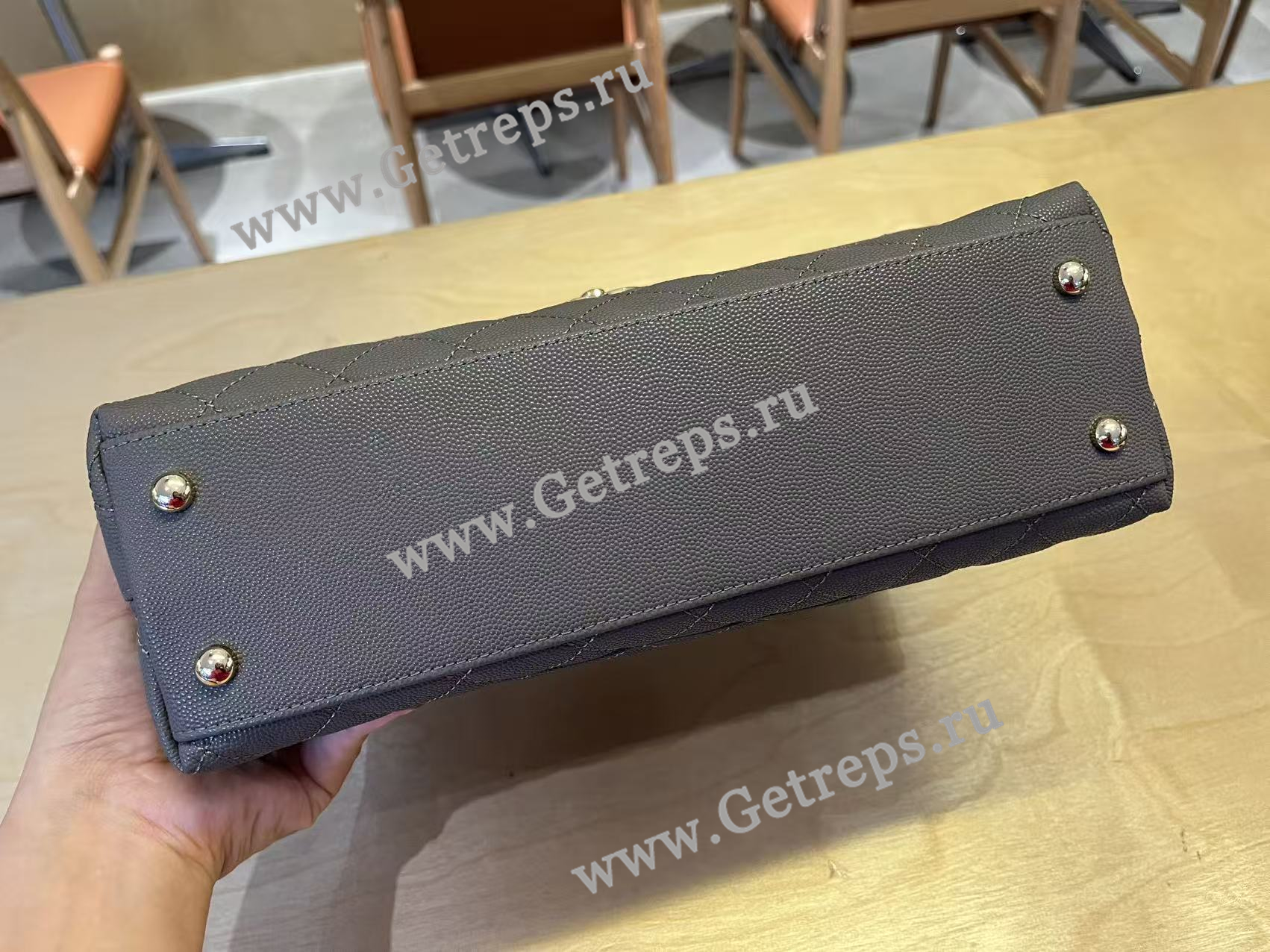 Chanel COCO Top Handle Handbag Black Grained Calfskin 28cm