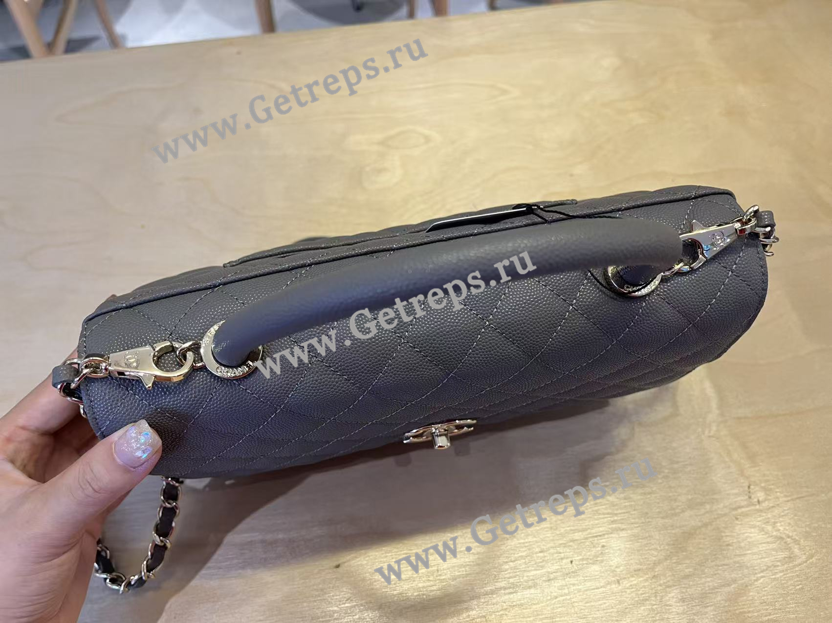 Chanel COCO Top Handle Handbag Black Grained Calfskin 28cm