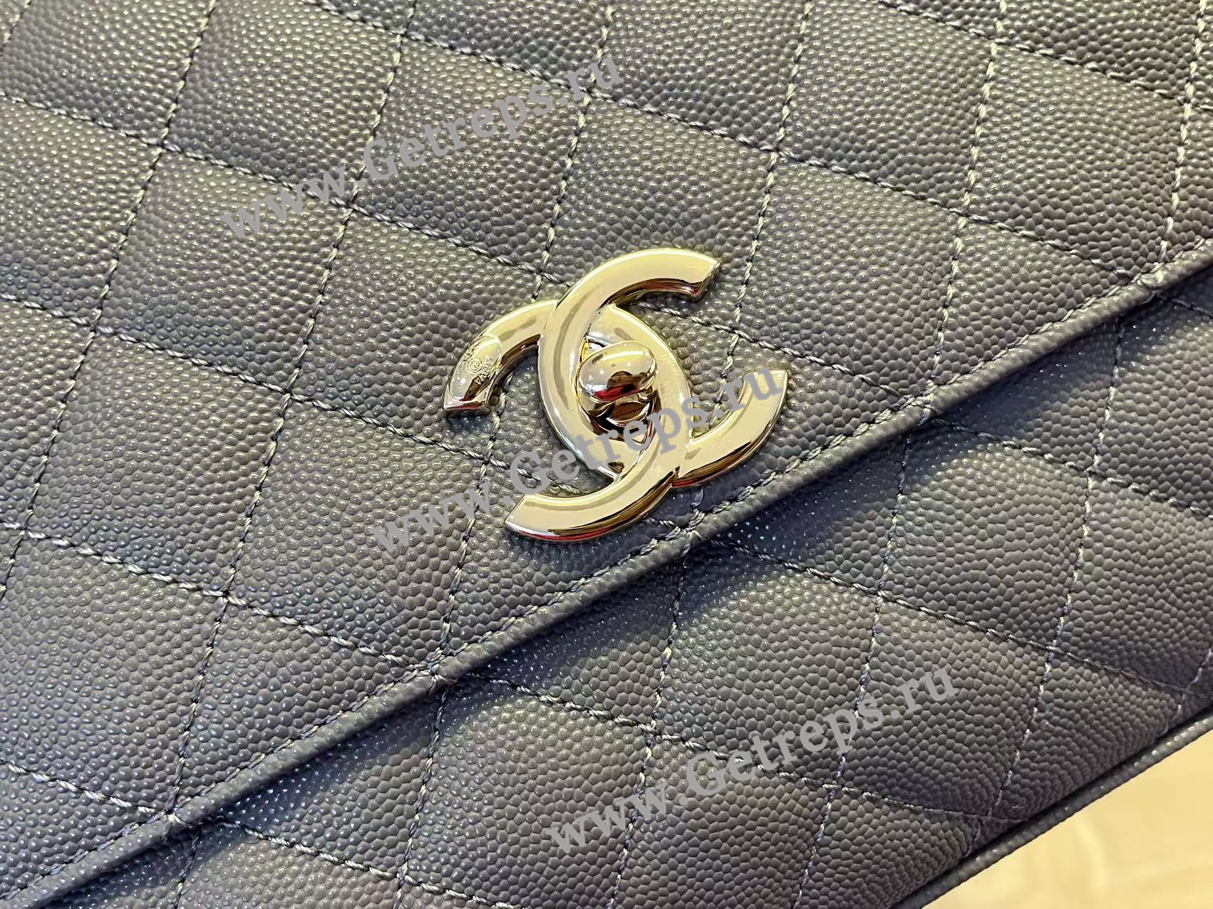 Chanel COCO Top Handle Handbag Black Grained Calfskin 28cm