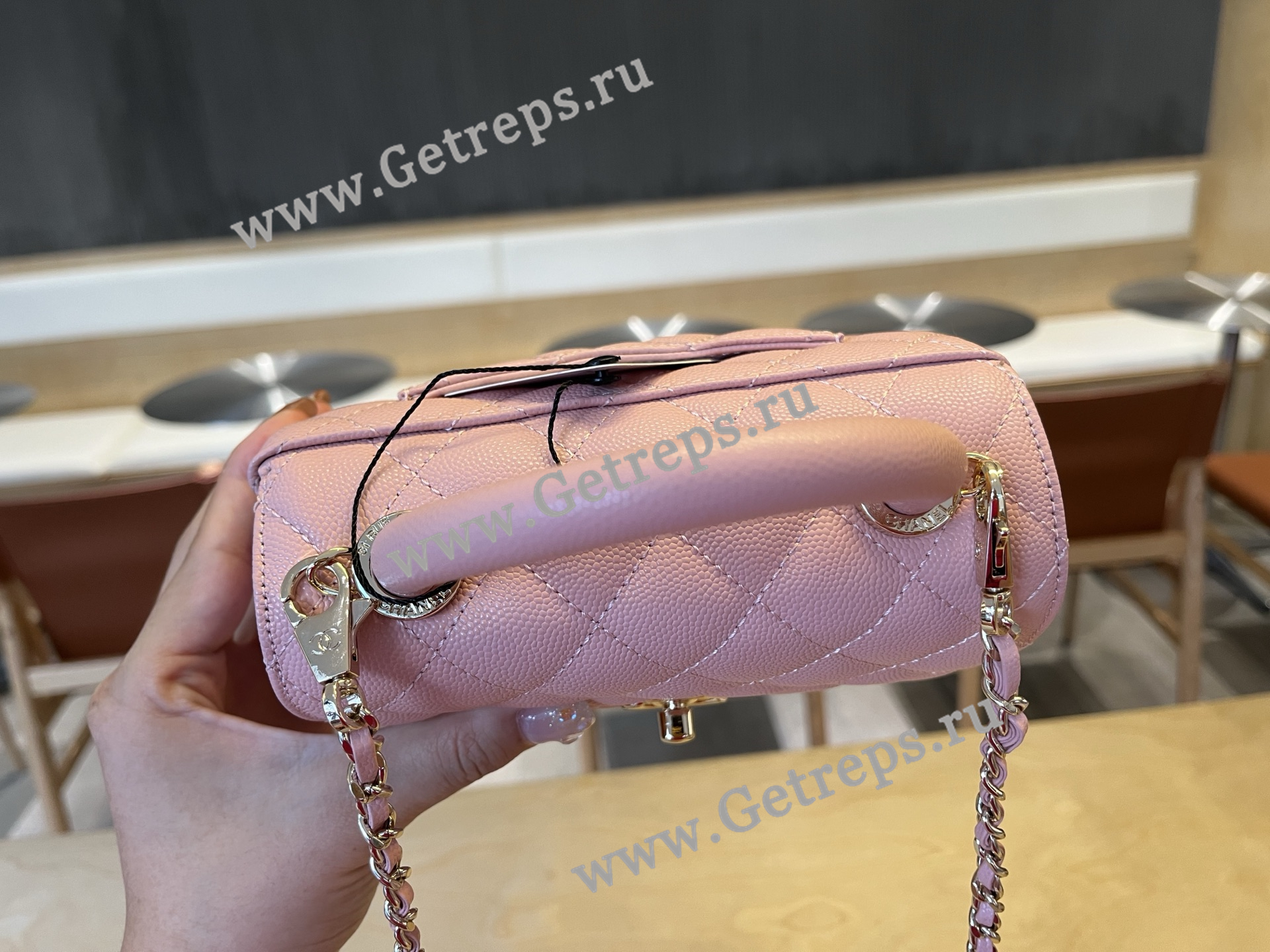 Chanel COCO Top Handle Handbag Cherry Grained Calfskin 19cm