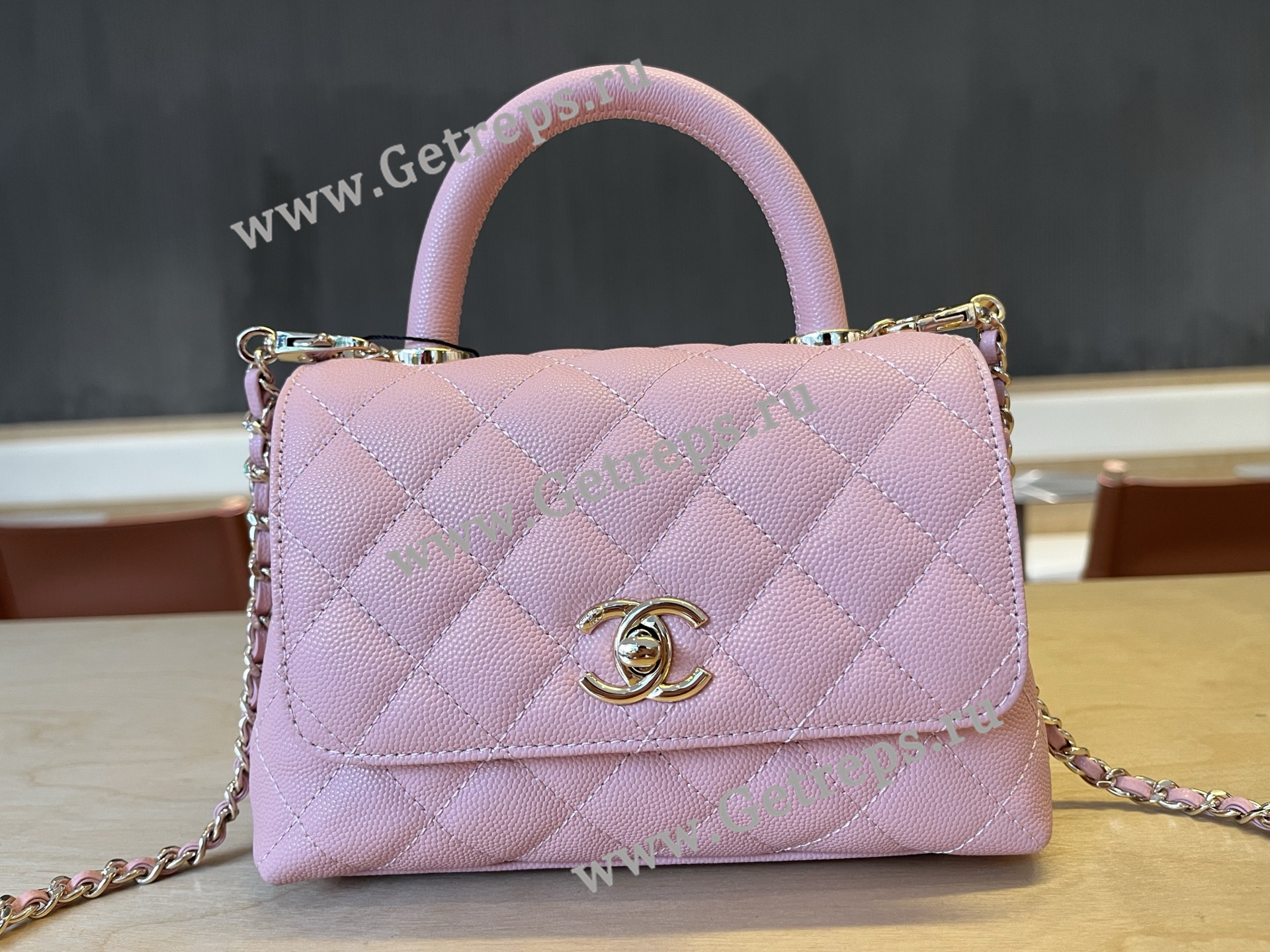 Chanel COCO Top Handle Handbag Cherry Grained Calfskin 19cm