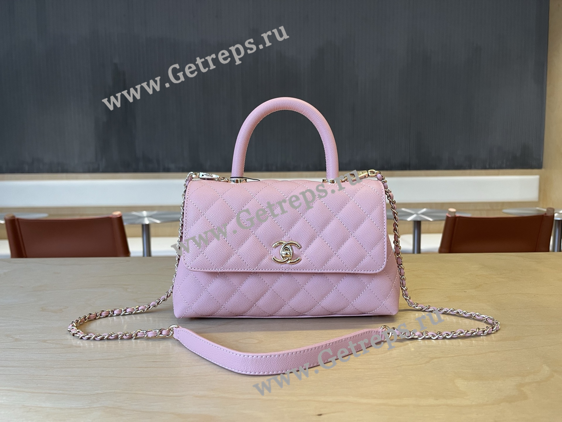 Chanel COCO Top Handle Handbag Cherry Grained Calfskin 23cm