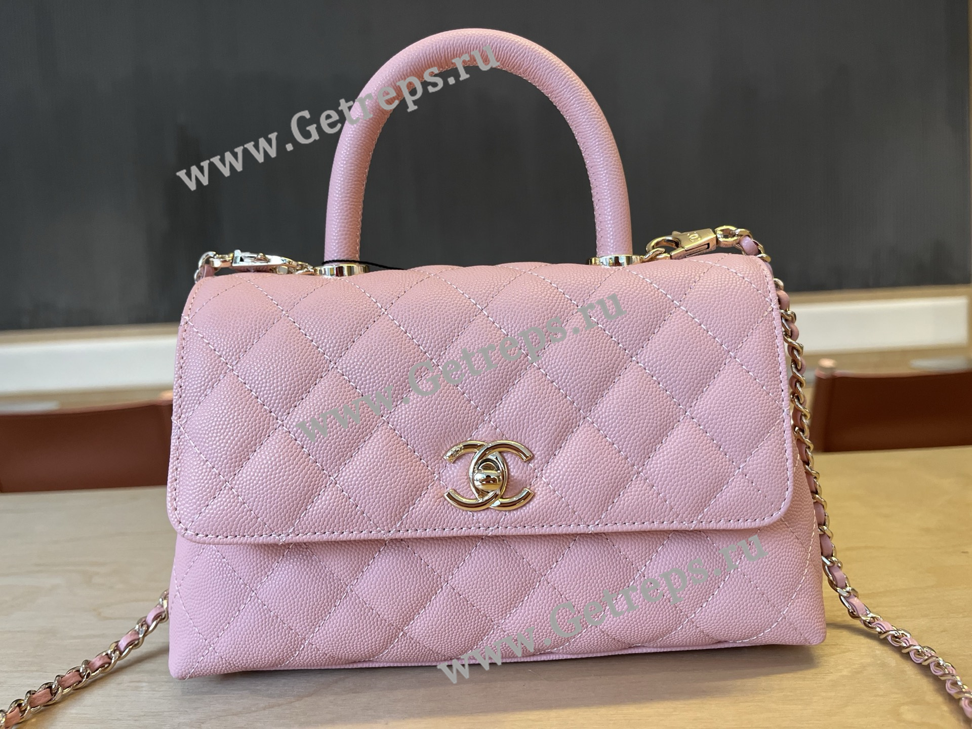 Chanel COCO Top Handle Handbag Cherry Grained Calfskin 23cm