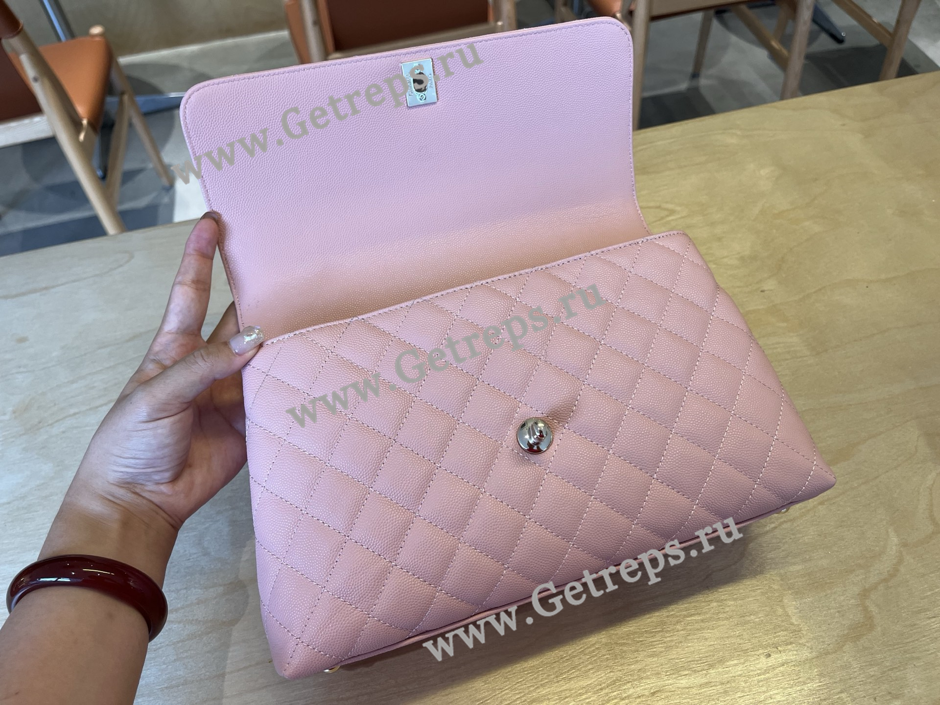 Chanel COCO Top Handle Handbag Cherry Grained Calfskin 28cm