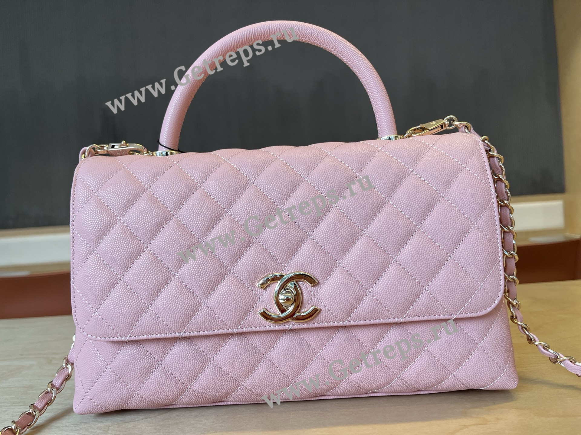 Chanel COCO Top Handle Handbag Cherry Grained Calfskin 28cm