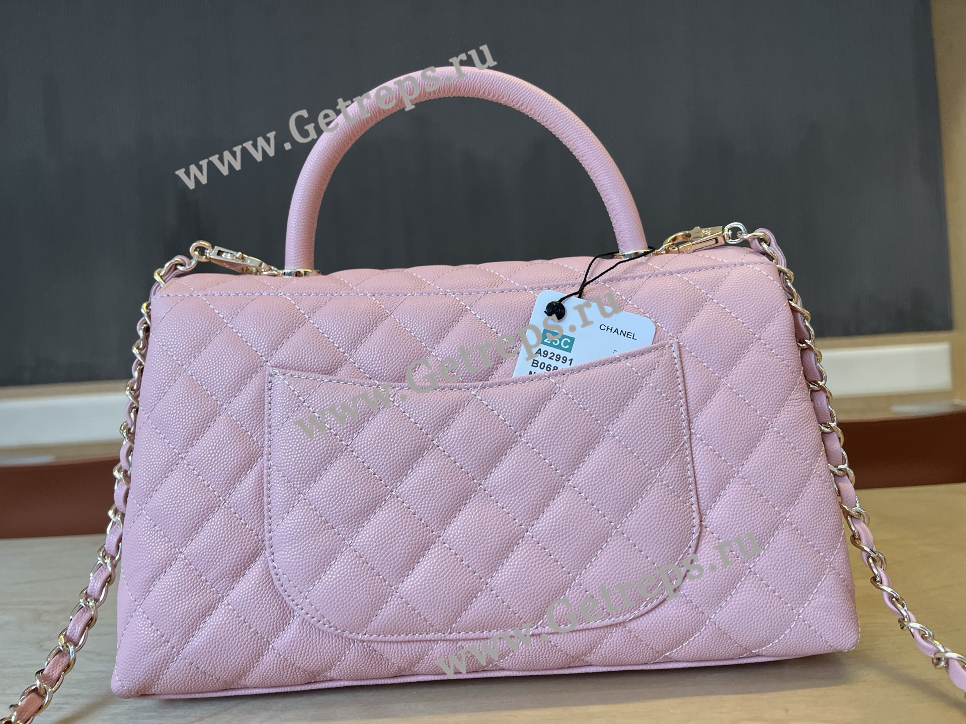 Chanel COCO Top Handle Handbag Cherry Grained Calfskin 28cm