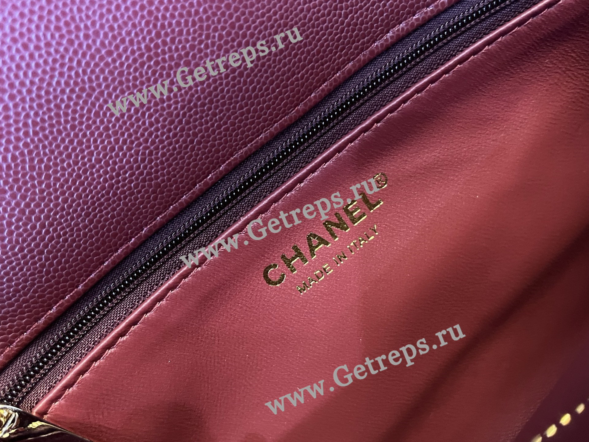 Chanel COCO Top Handle Handbag Dark Red Grained Calfskin 28cm