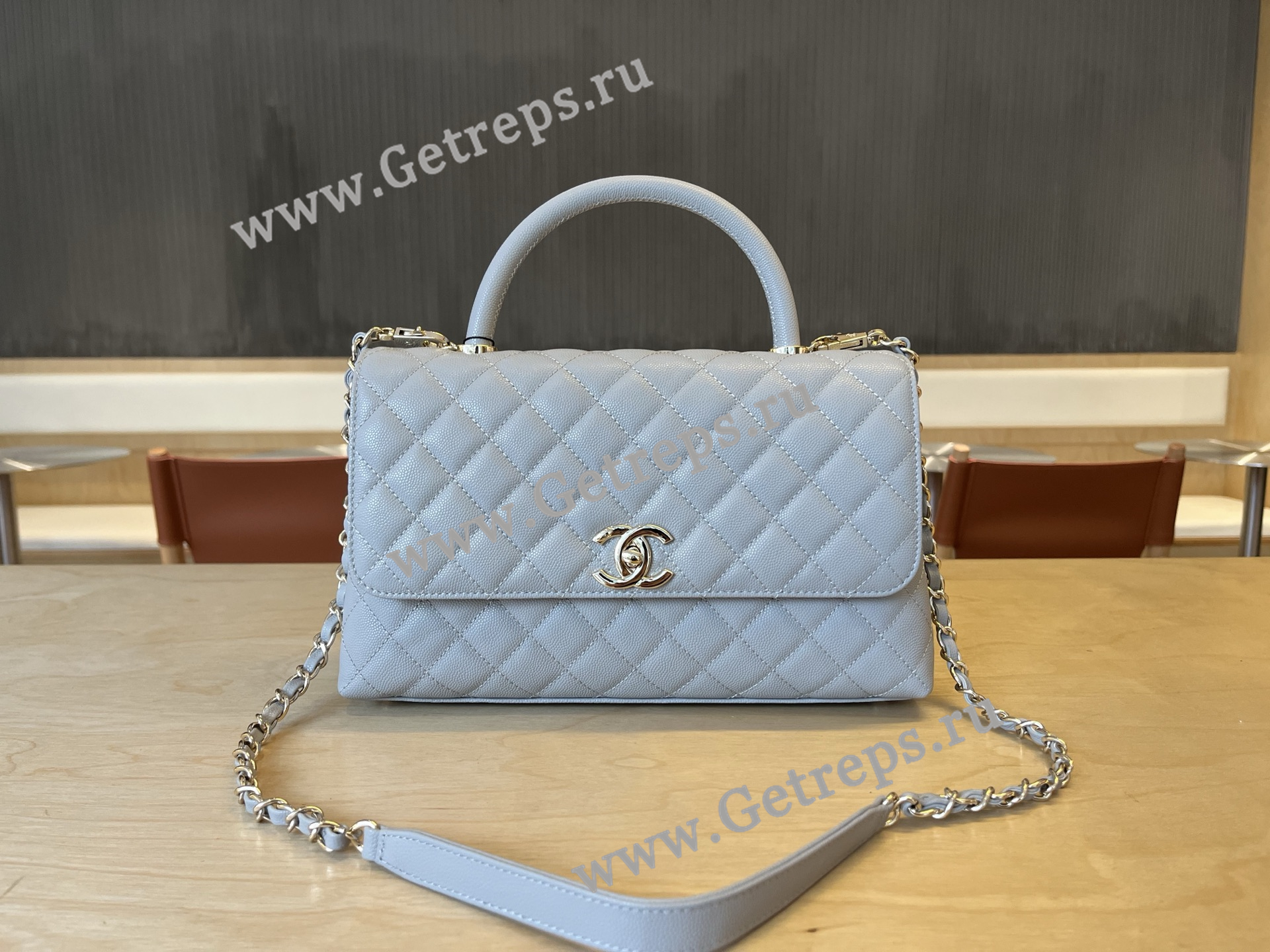 Chanel COCO Top Handle Handbag Light Grained Calfskin 28cm