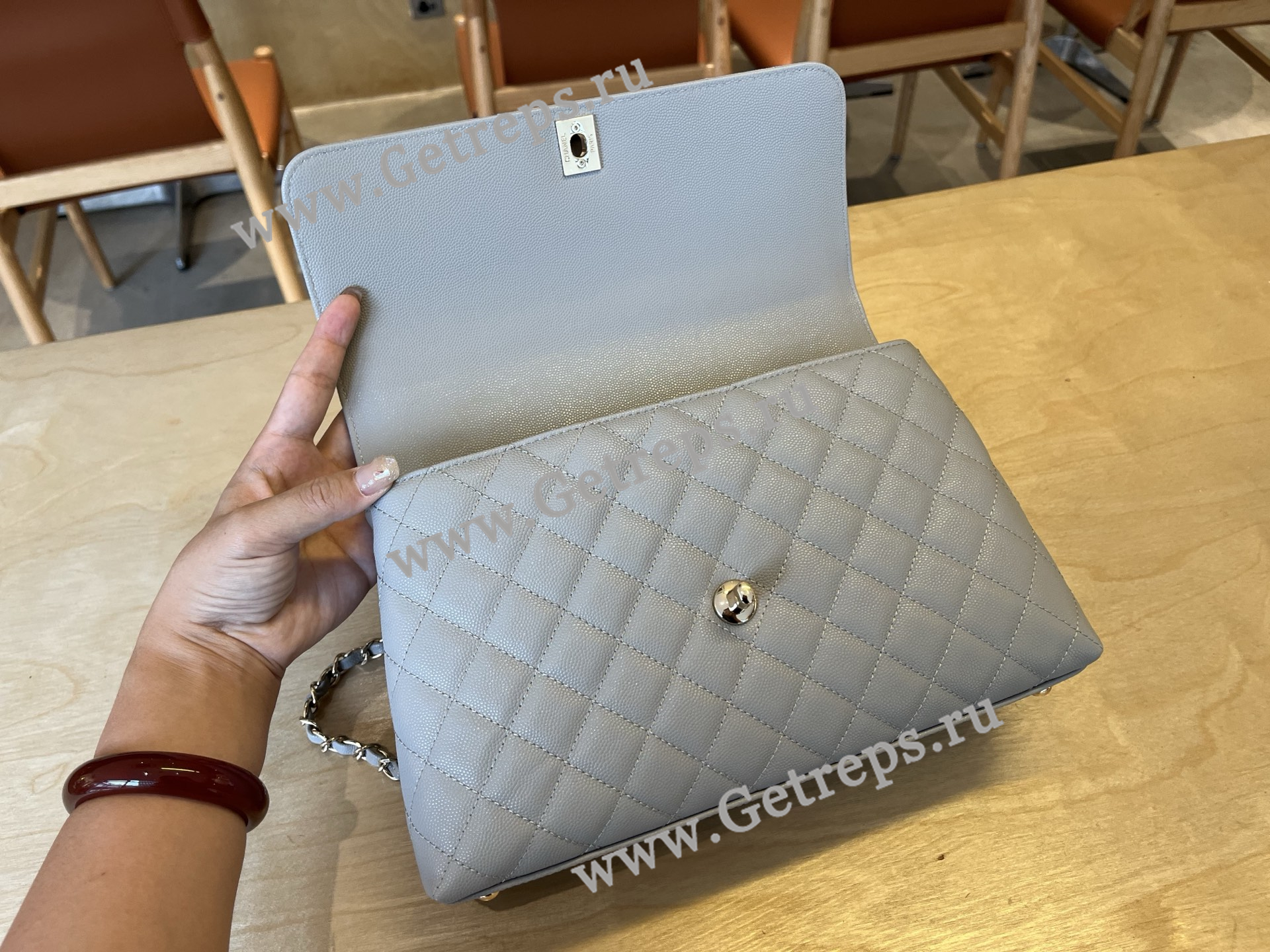 Chanel COCO Top Handle Handbag Light Grained Calfskin 28cm