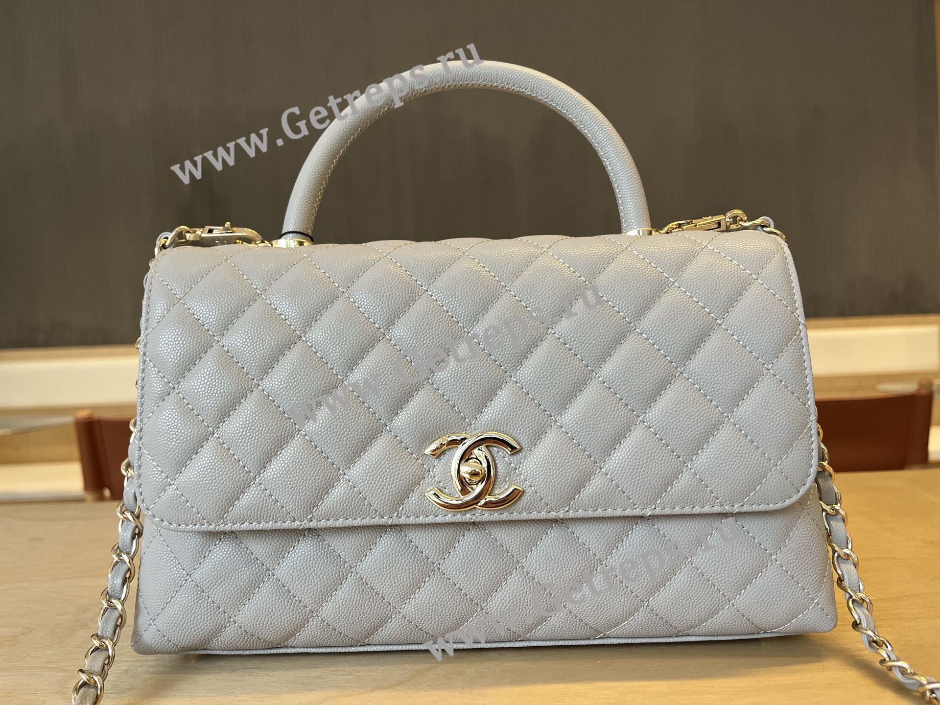Chanel COCO Top Handle Handbag Light Grained Calfskin 28cm