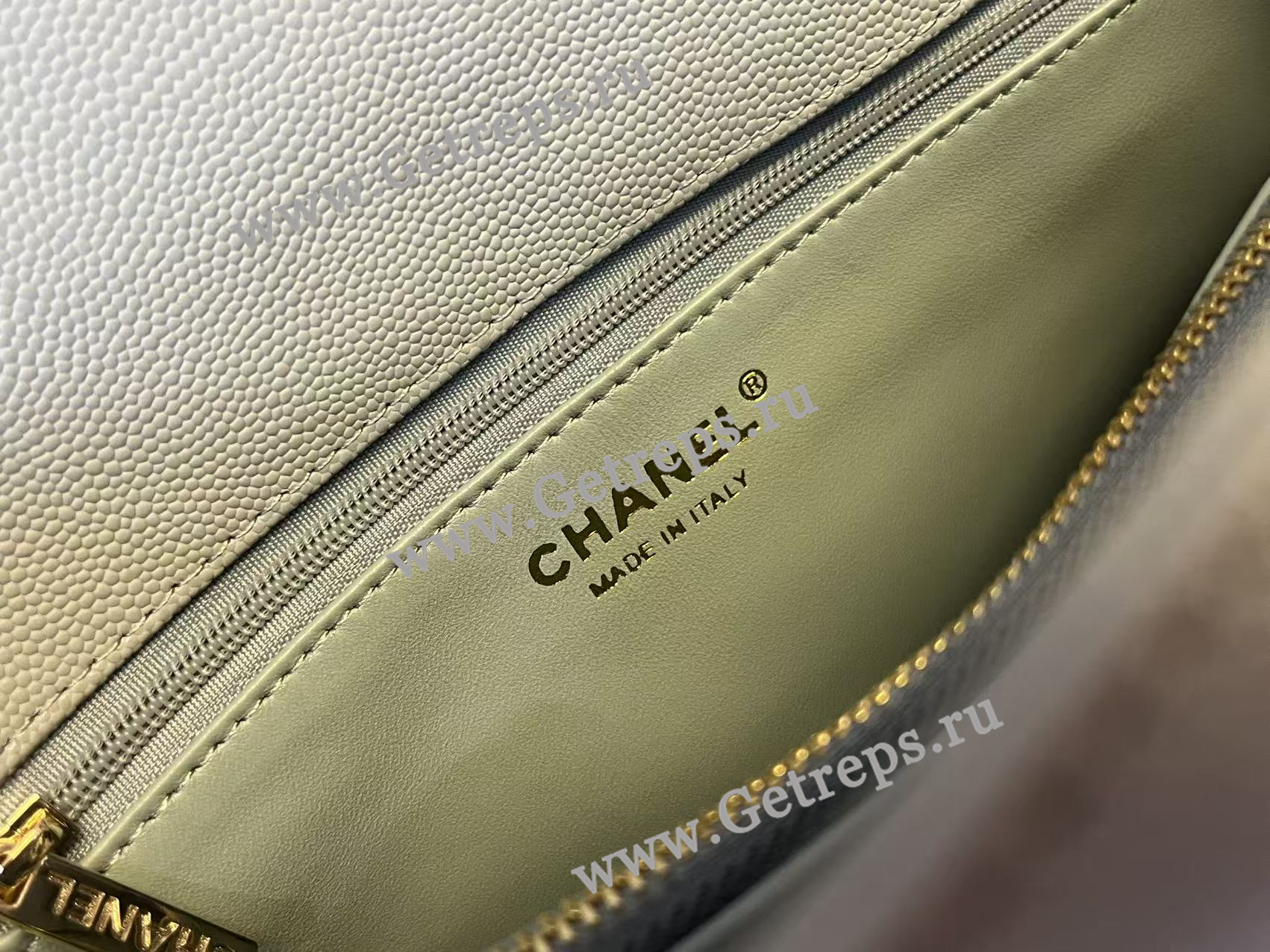 Chanel COCO Top Handle Handbag Medium Blue Grained Calfskin 28cm