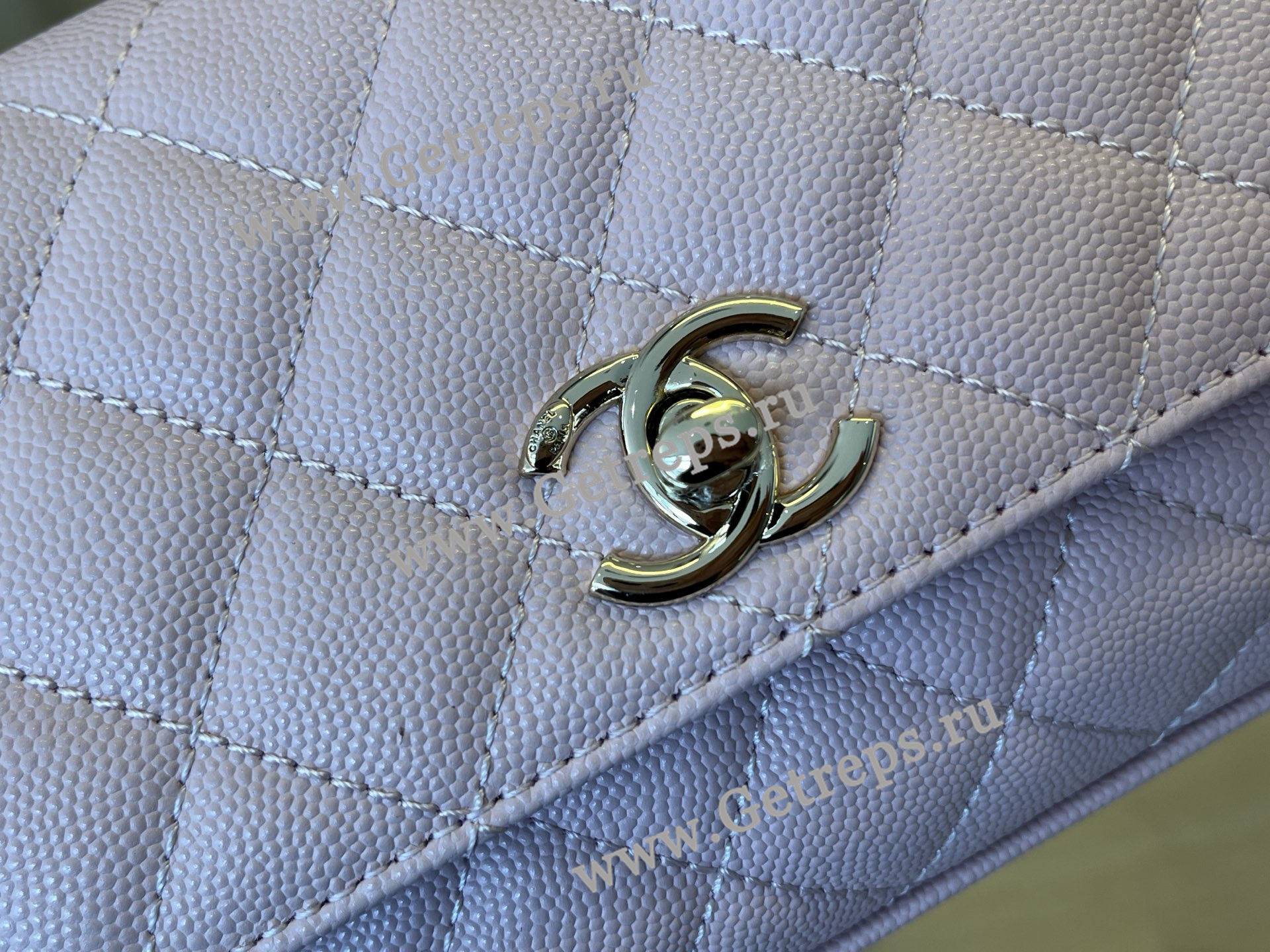 Chanel COCO Top Handle Handbag Pink Grained Calfskin 19cm