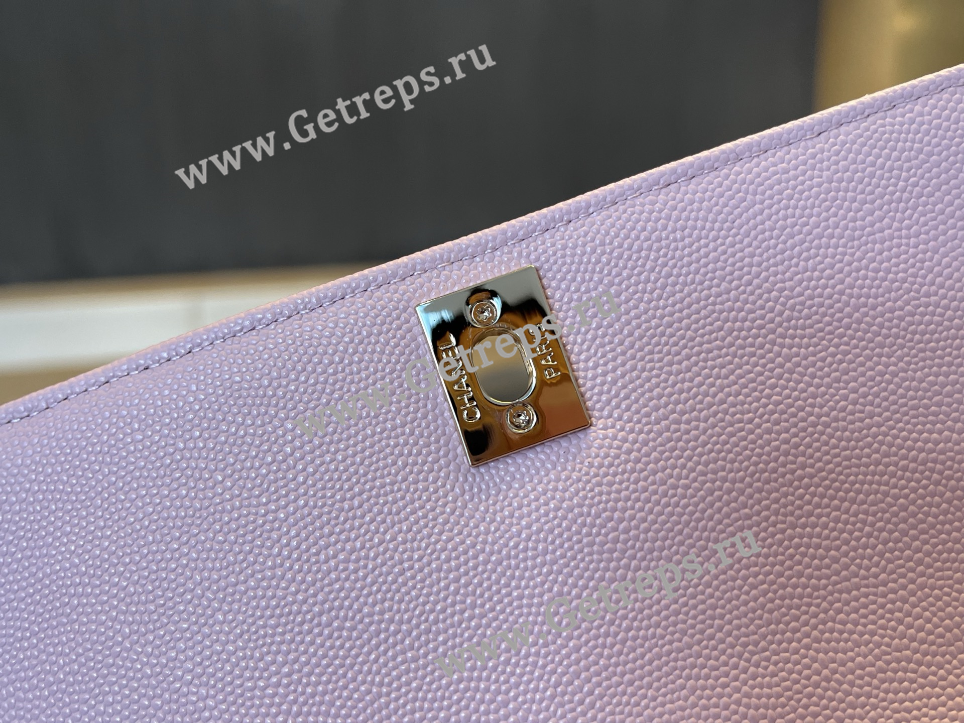 Chanel COCO Top Handle Handbag Pink Grained Calfskin 23cm