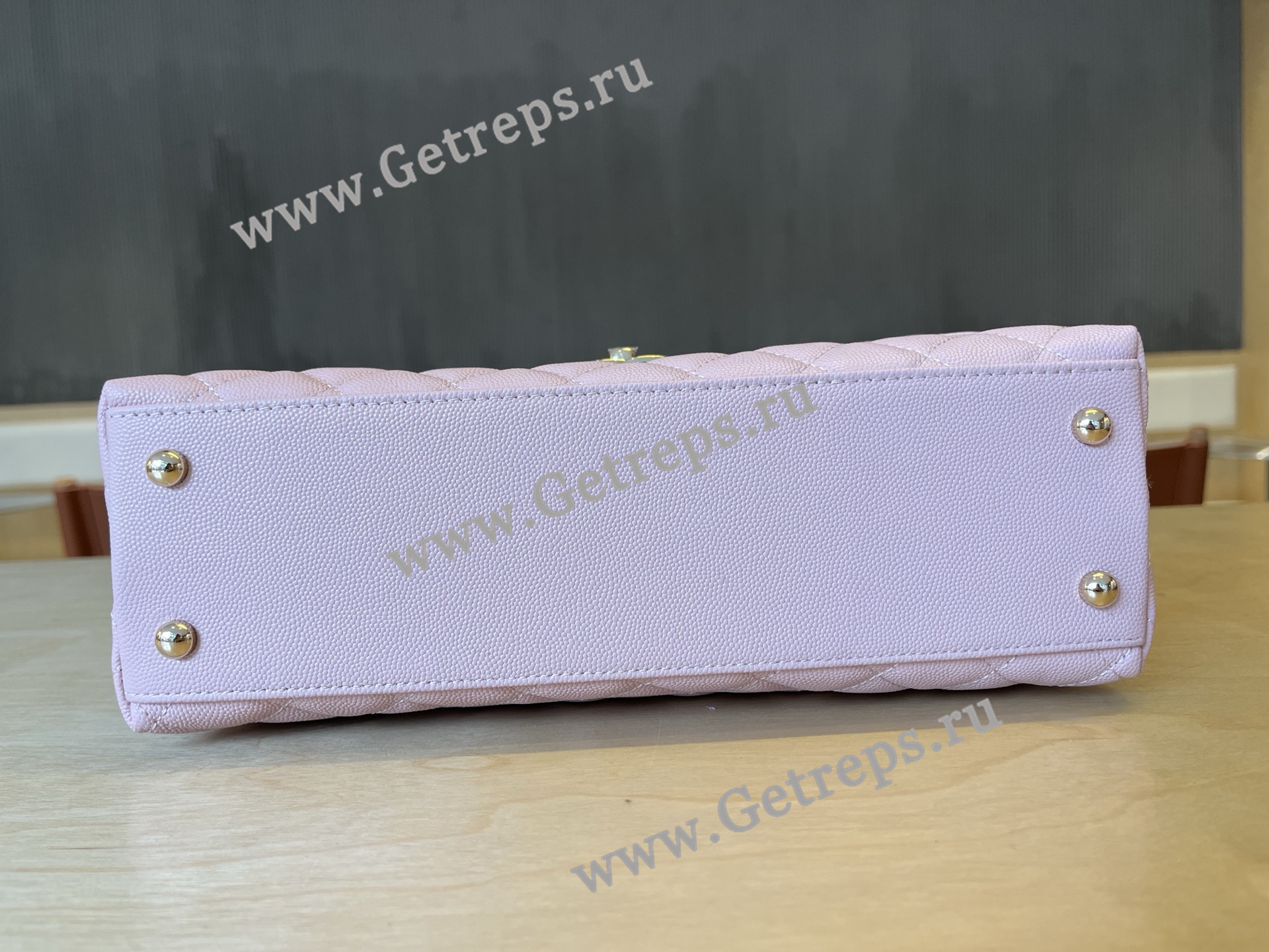 Chanel COCO Top Handle Handbag Pink Grained Calfskin 28cm