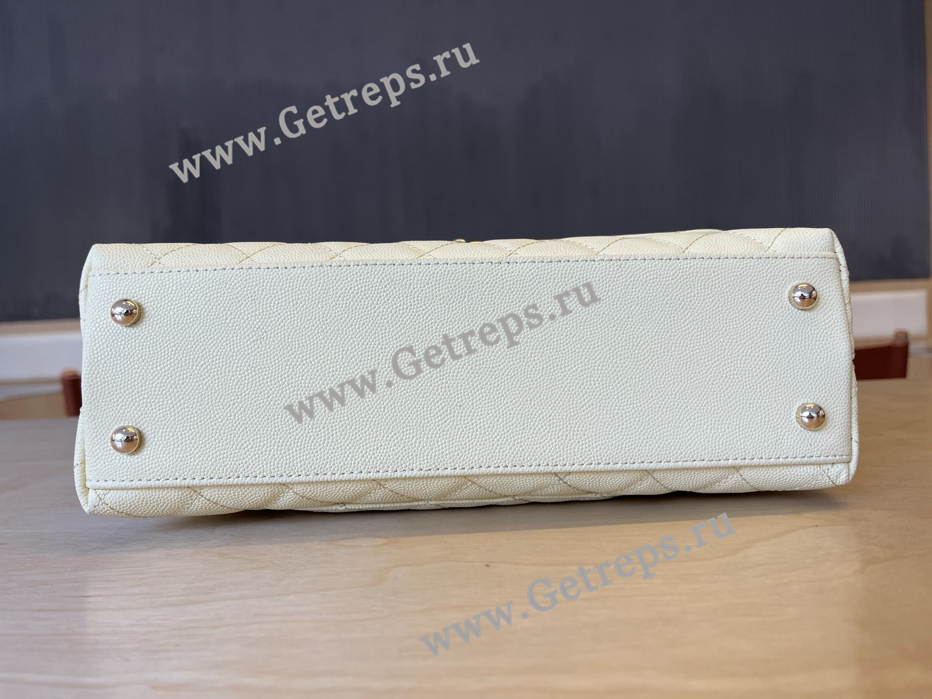 Chanel COCO Top Handle Handbag White Grained Calfskin 28cm