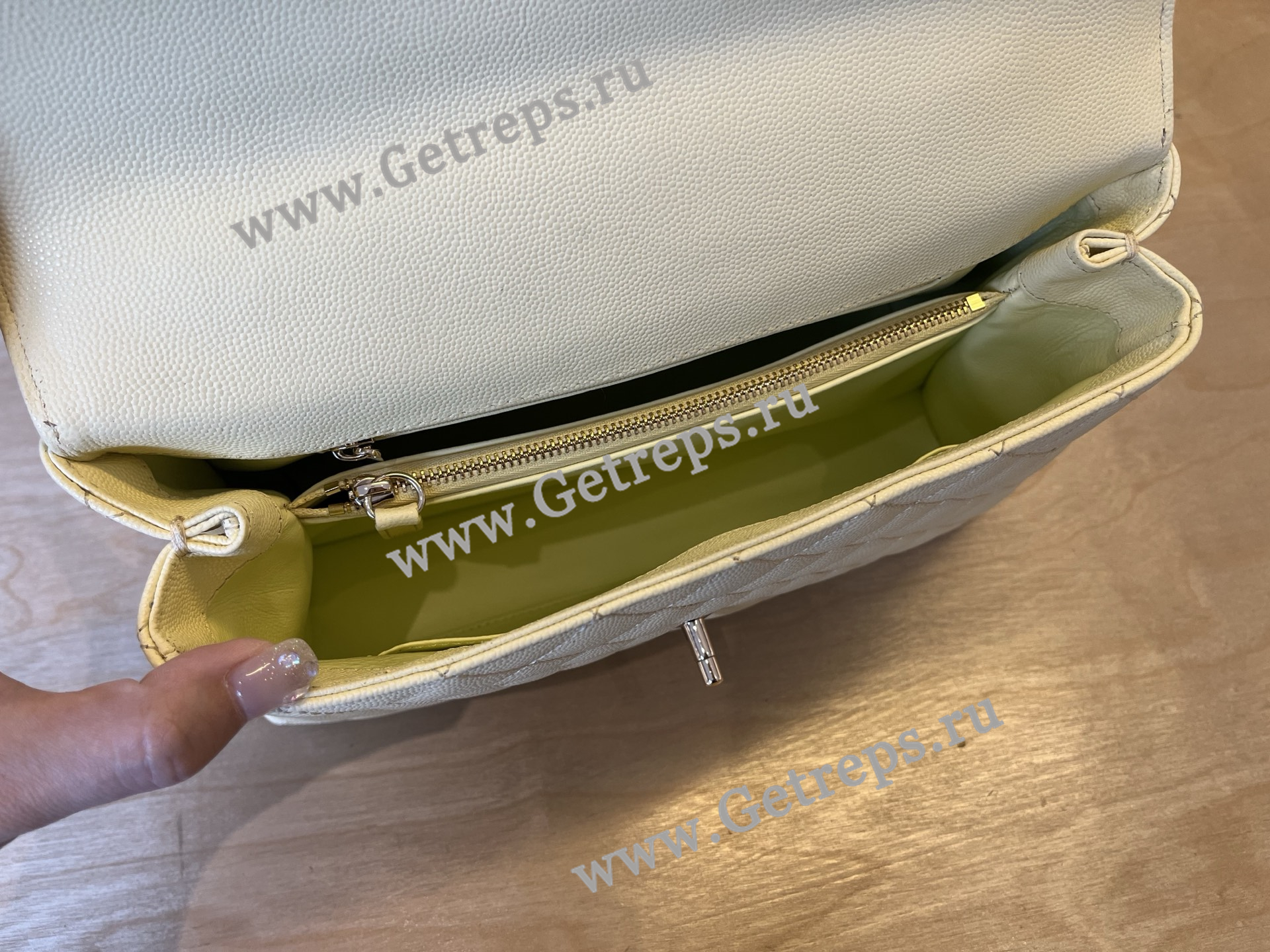 Chanel COCO Top Handle Handbag White Grained Calfskin 28cm