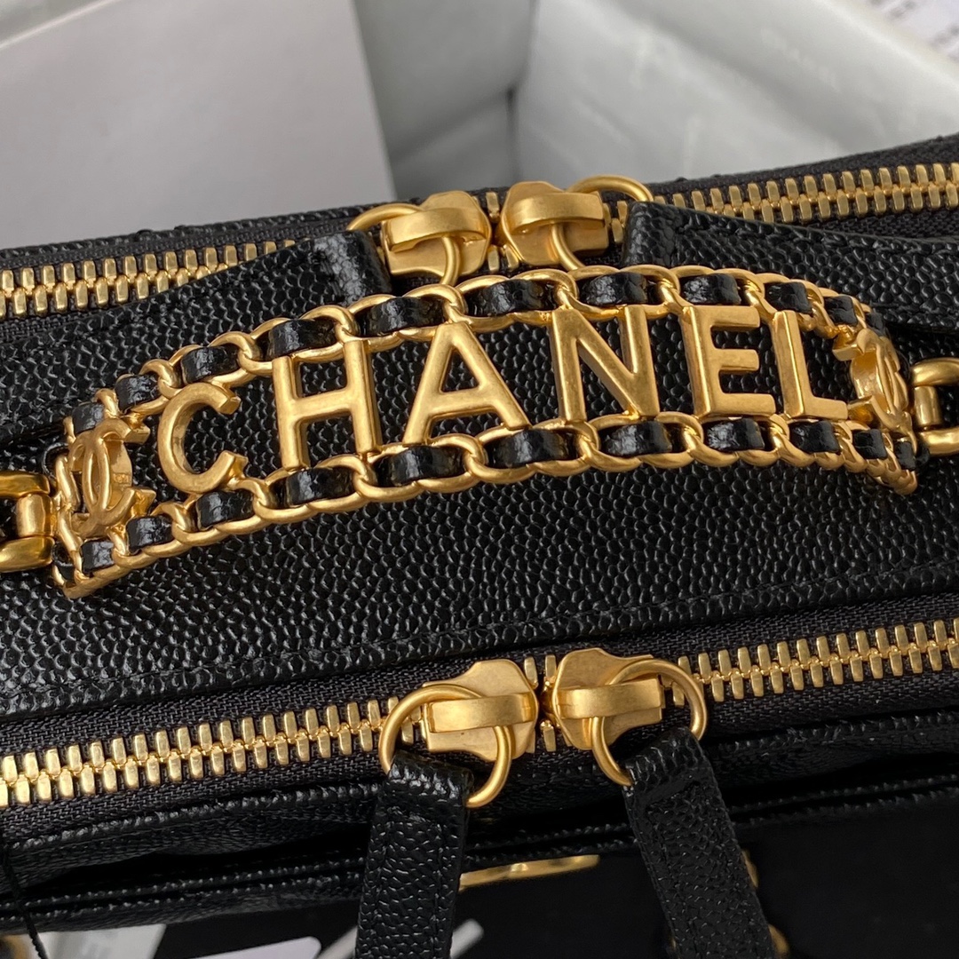 Chanel Camera Bag Black Caviar Leather With Gold Hardware AP3222