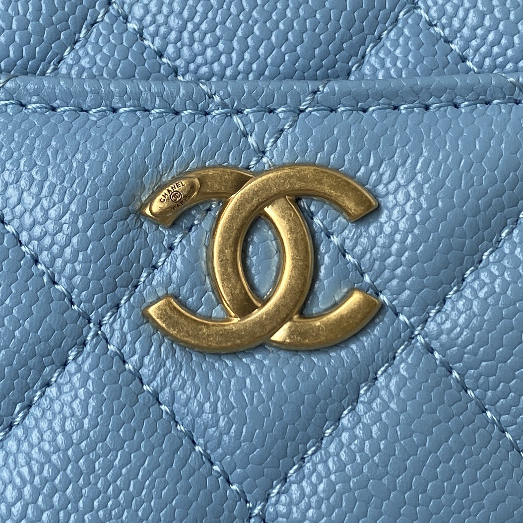 Chanel Camera Bag Blue Caviar Leather With Gold Hardware AP3222