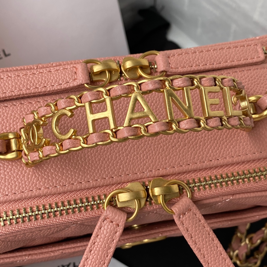 Chanel Camera Bag Pink Caviar Leather With Gold Hardware AP3222