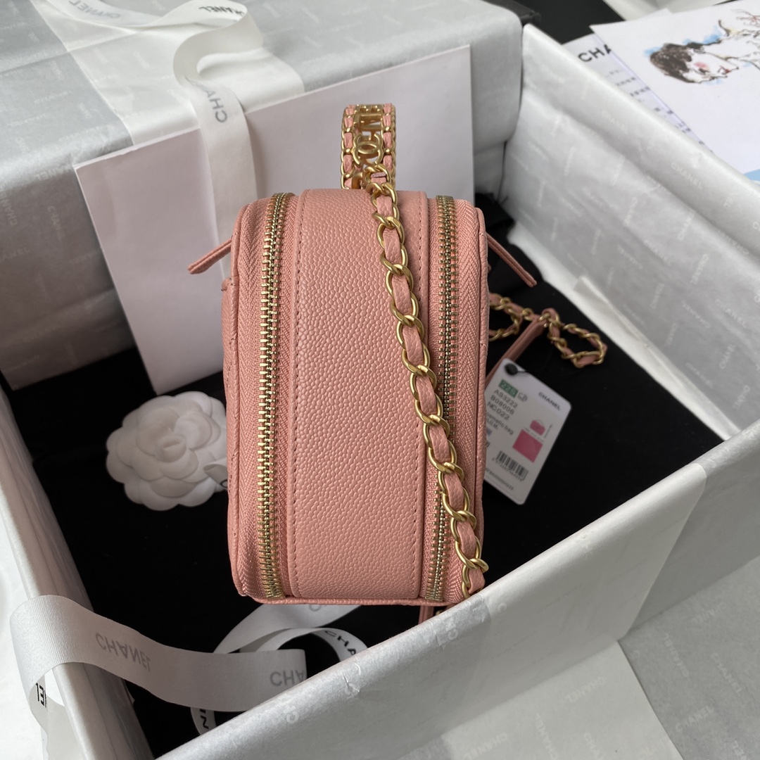 Chanel Camera Bag Pink Caviar Leather With Gold Hardware AP3222