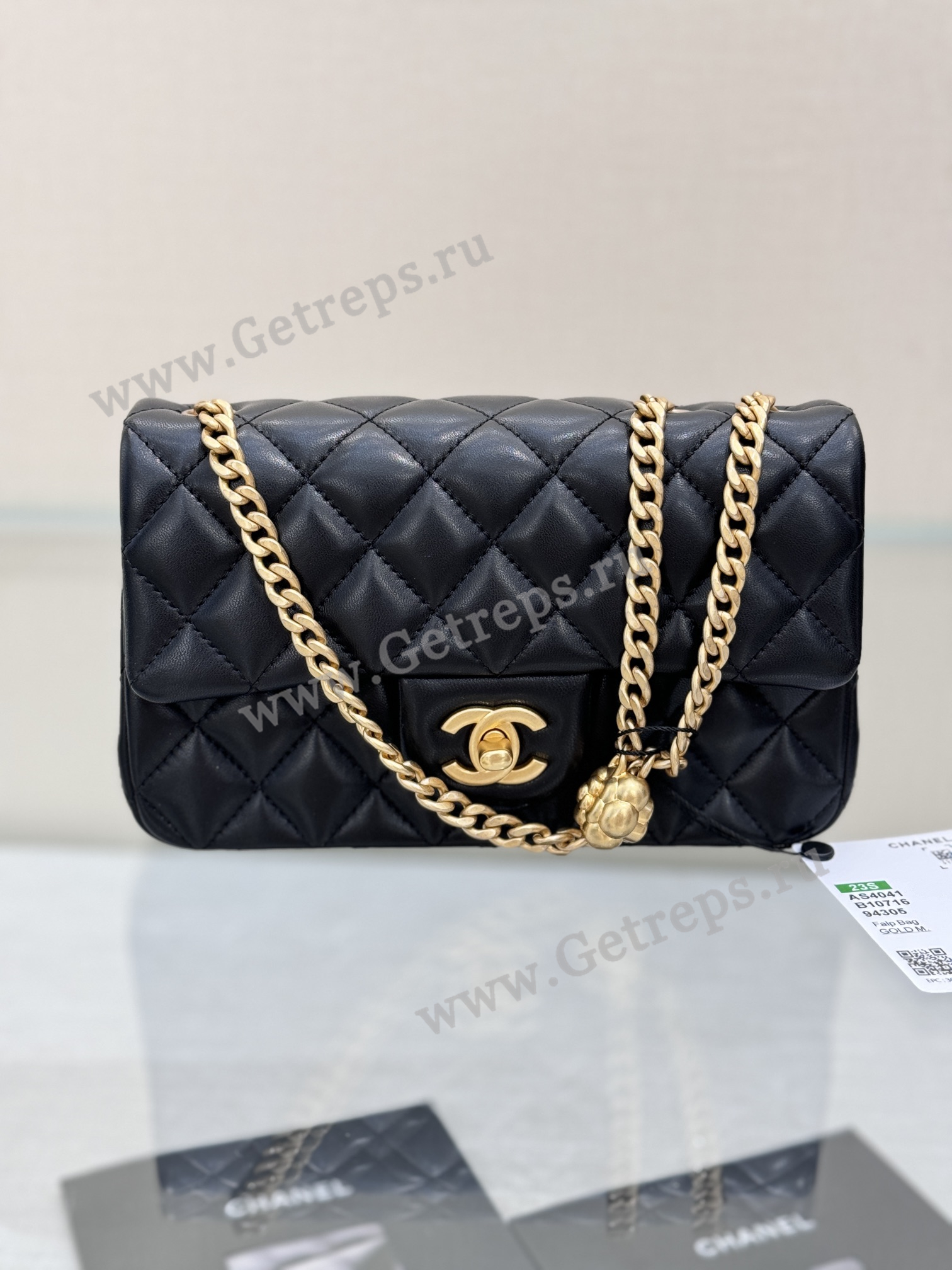 Chanel Classic Flap Bag with Camellia Adjustment Buckle 20cm