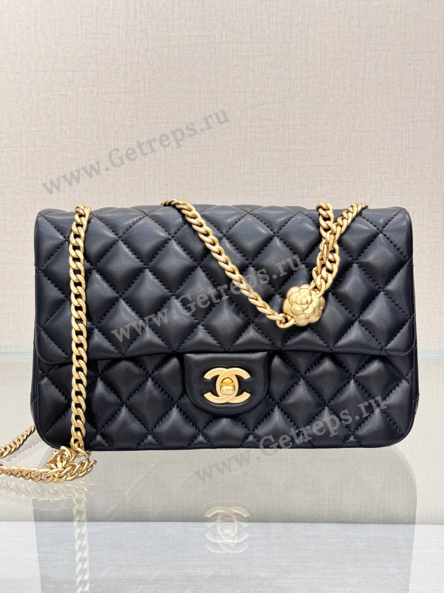 Chanel Classic Flap Bag with Camellia Adjustment Buckle 23.5cm