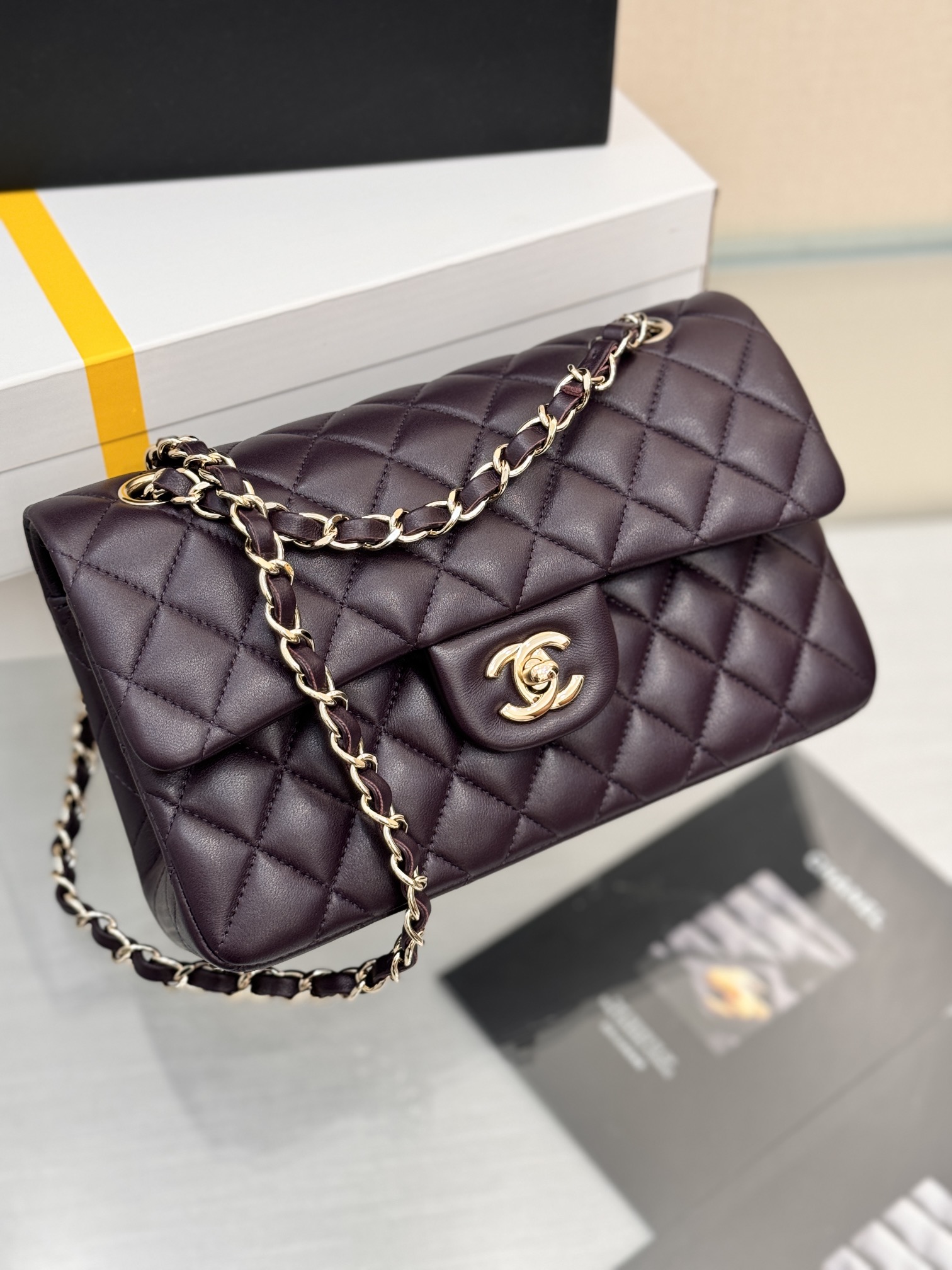 Chanel Classic Flap New Upgraded Version Deep Purple 20cm