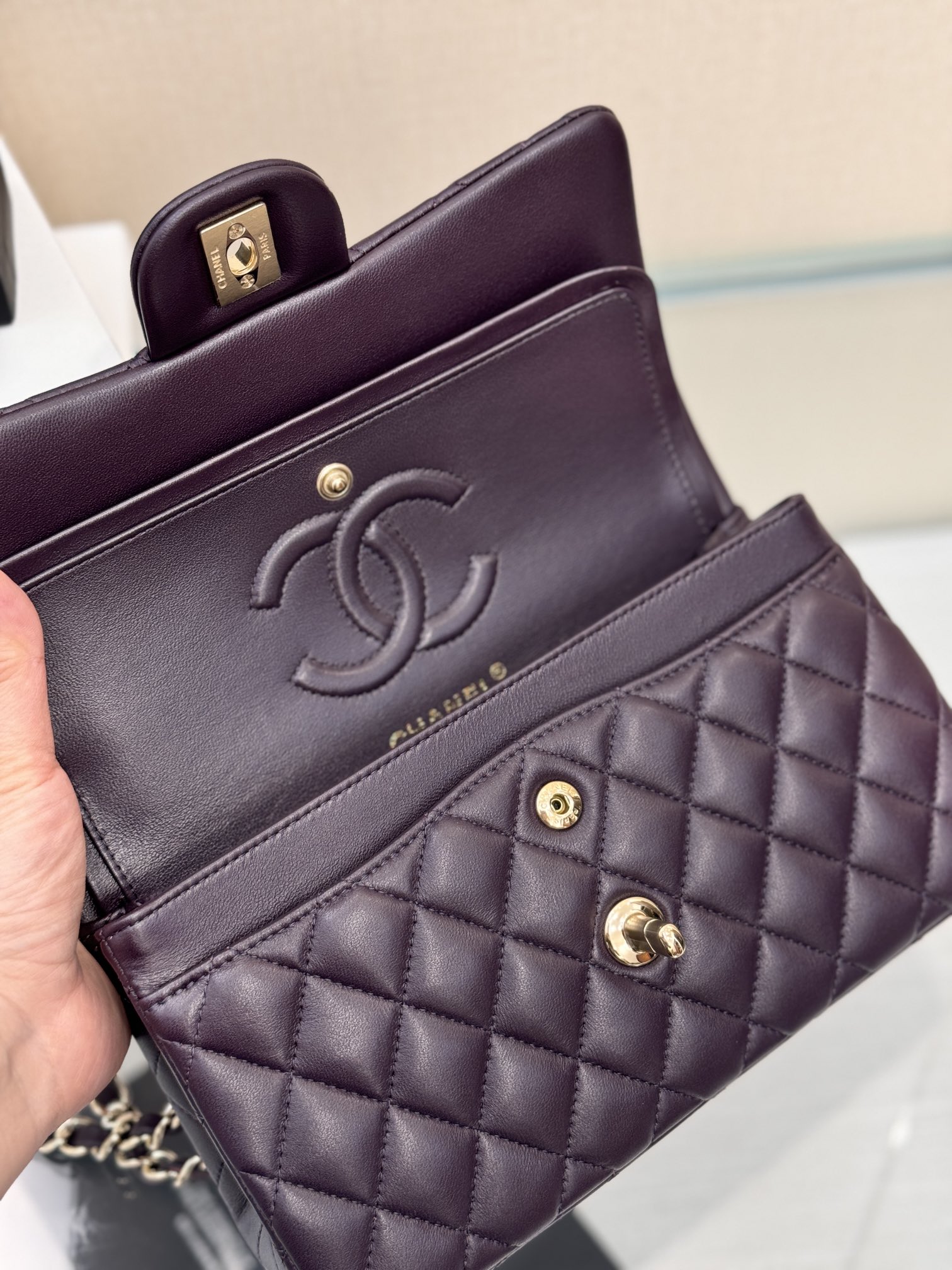 Chanel Classic Flap New Upgraded Version Deep Purple 20cm