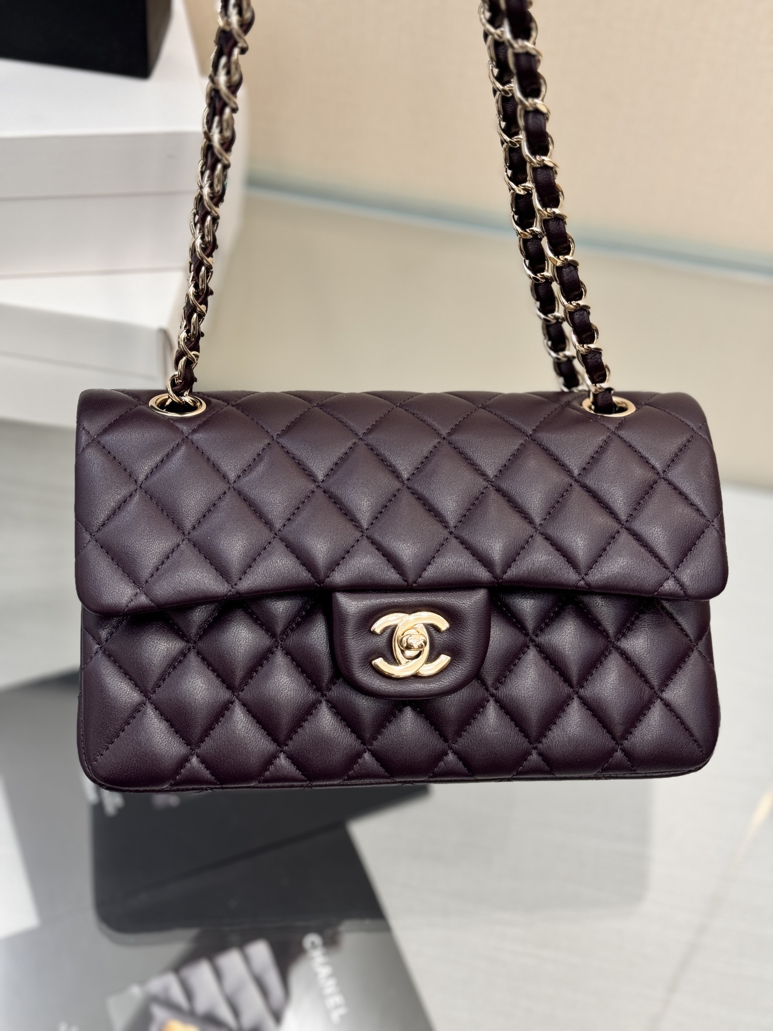 Chanel Classic Flap New Upgraded Version Deep Purple 20cm