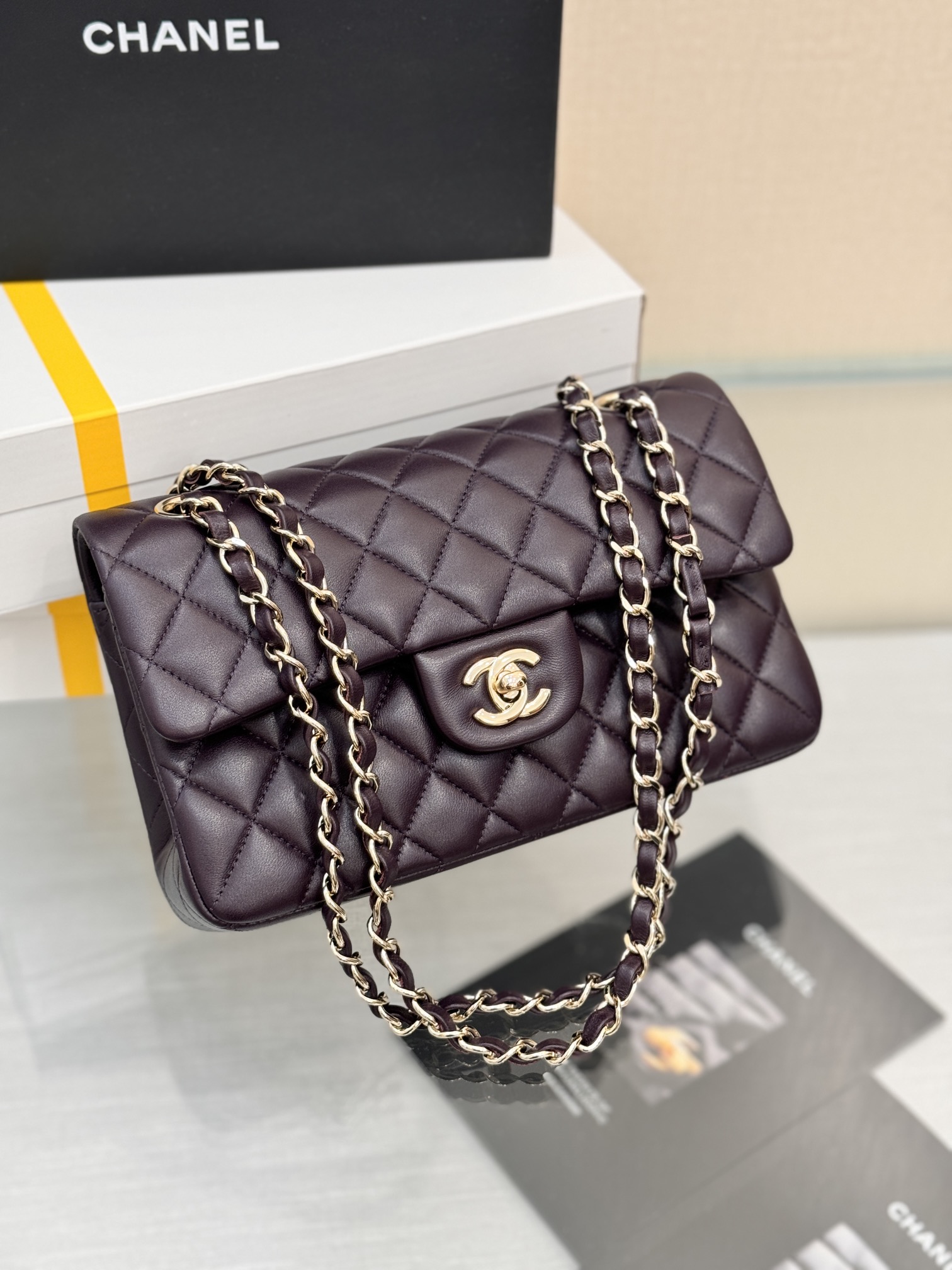 Chanel Classic Flap New Upgraded Version Deep Purple 20cm