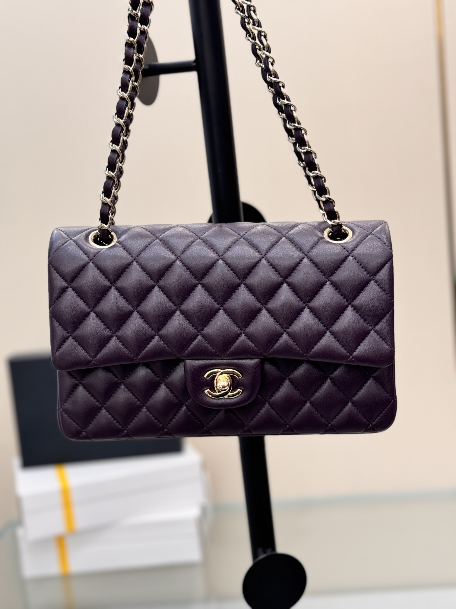 Chanel Classic Flap New Upgraded Version Deep Purple 25cm