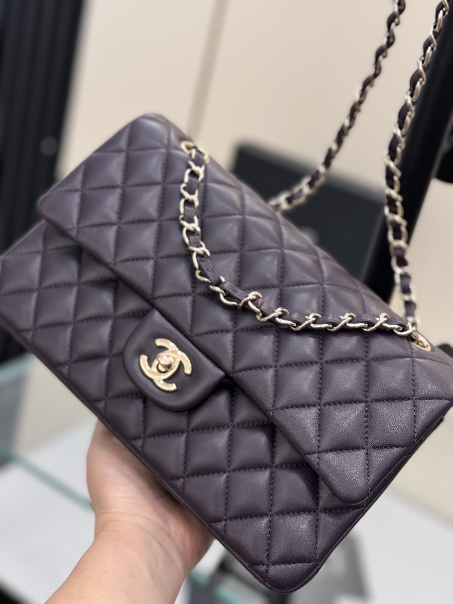 Chanel Classic Flap New Upgraded Version Deep Purple 25cm