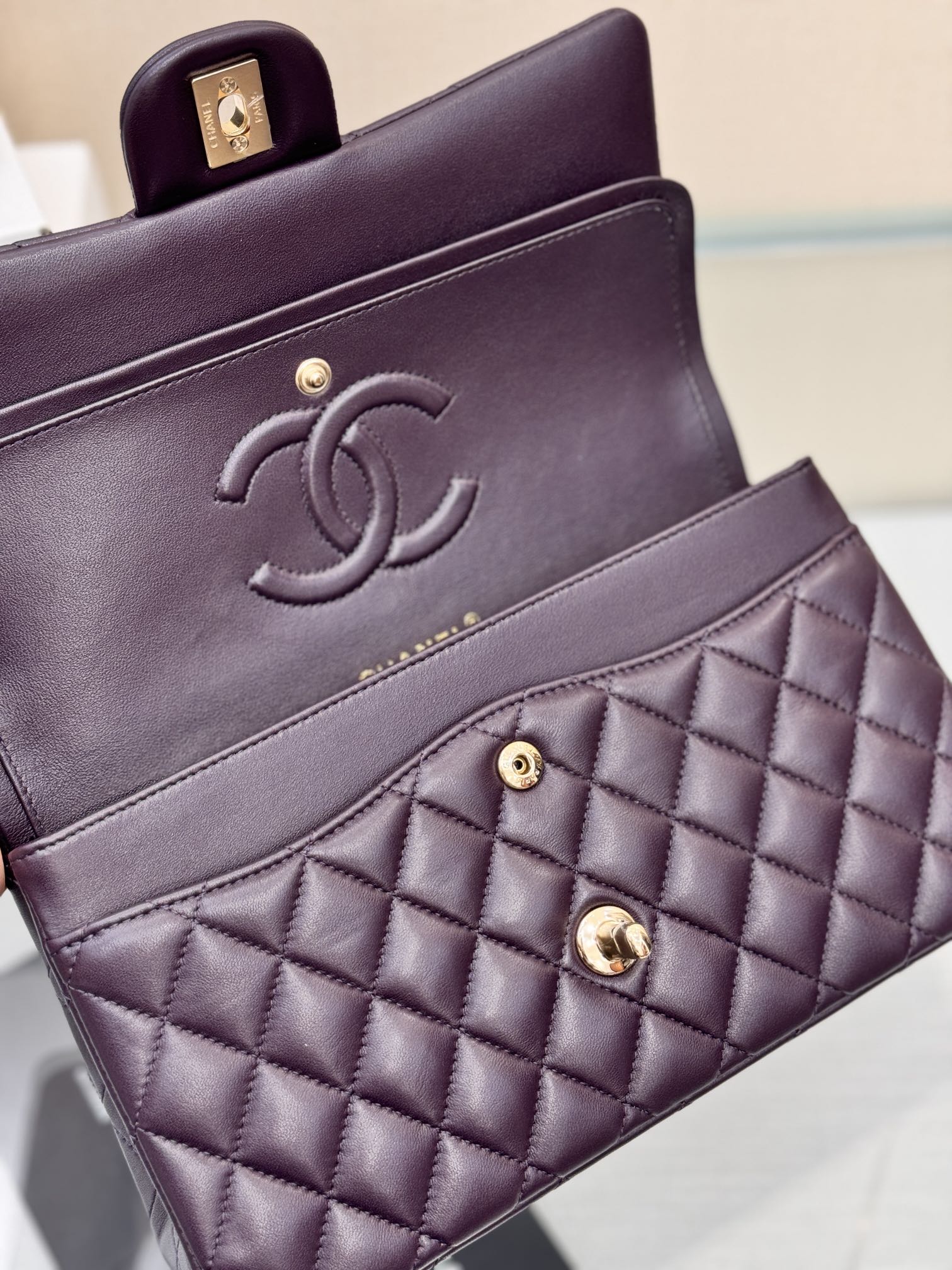 Chanel Classic Flap New Upgraded Version Deep Purple 25cm