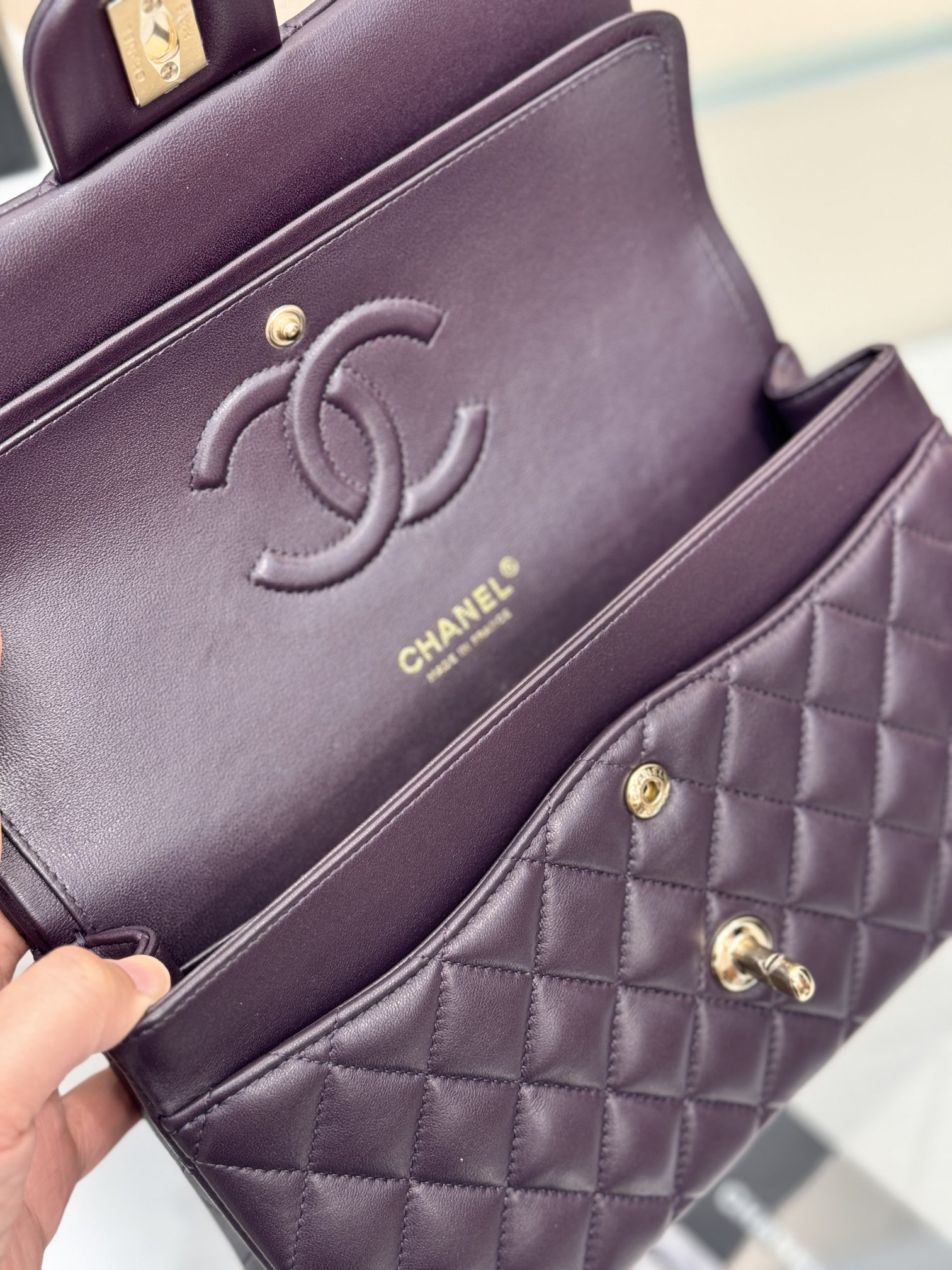 Chanel Classic Flap New Upgraded Version Deep Purple 25cm