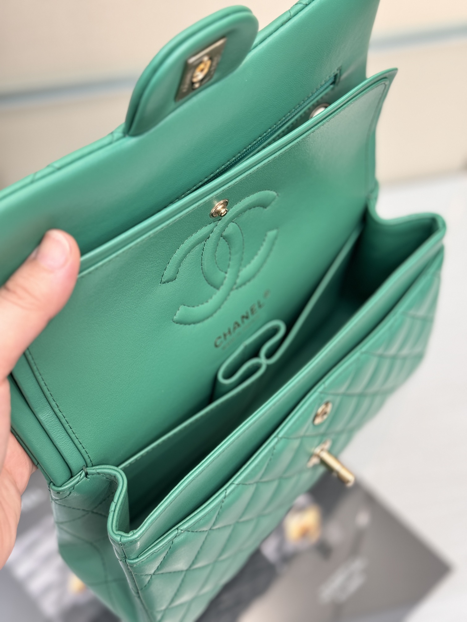 Chanel Classic Flap New Upgraded Version Green 23cm