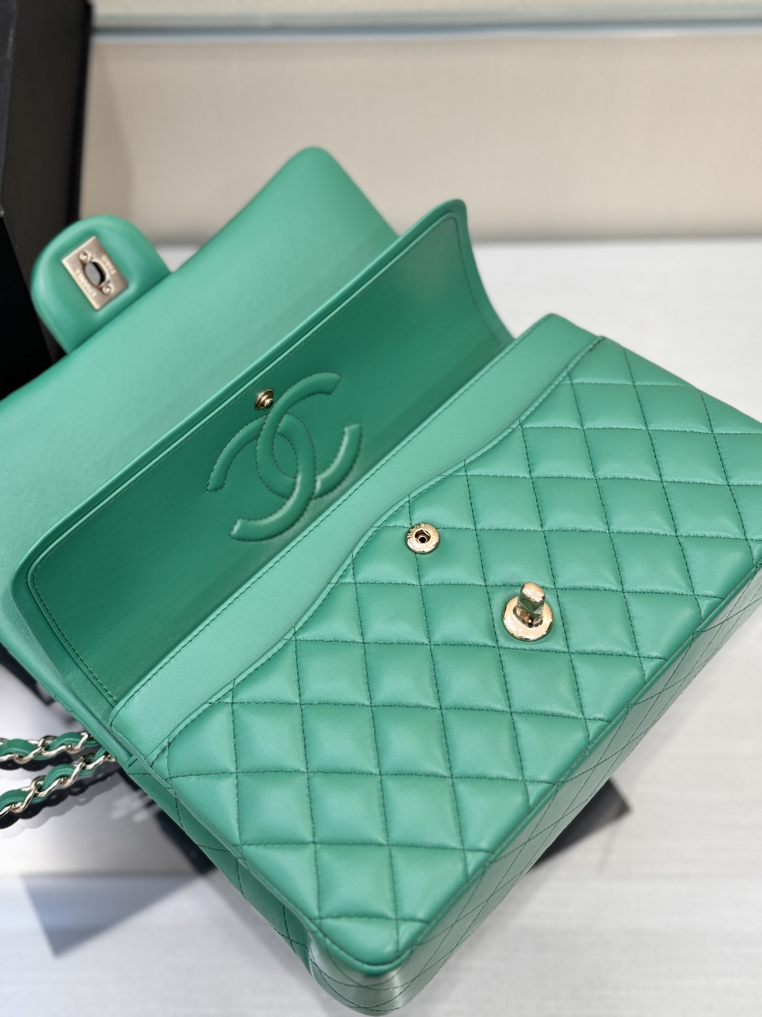 Chanel Classic Flap New Upgraded Version Green 25cm