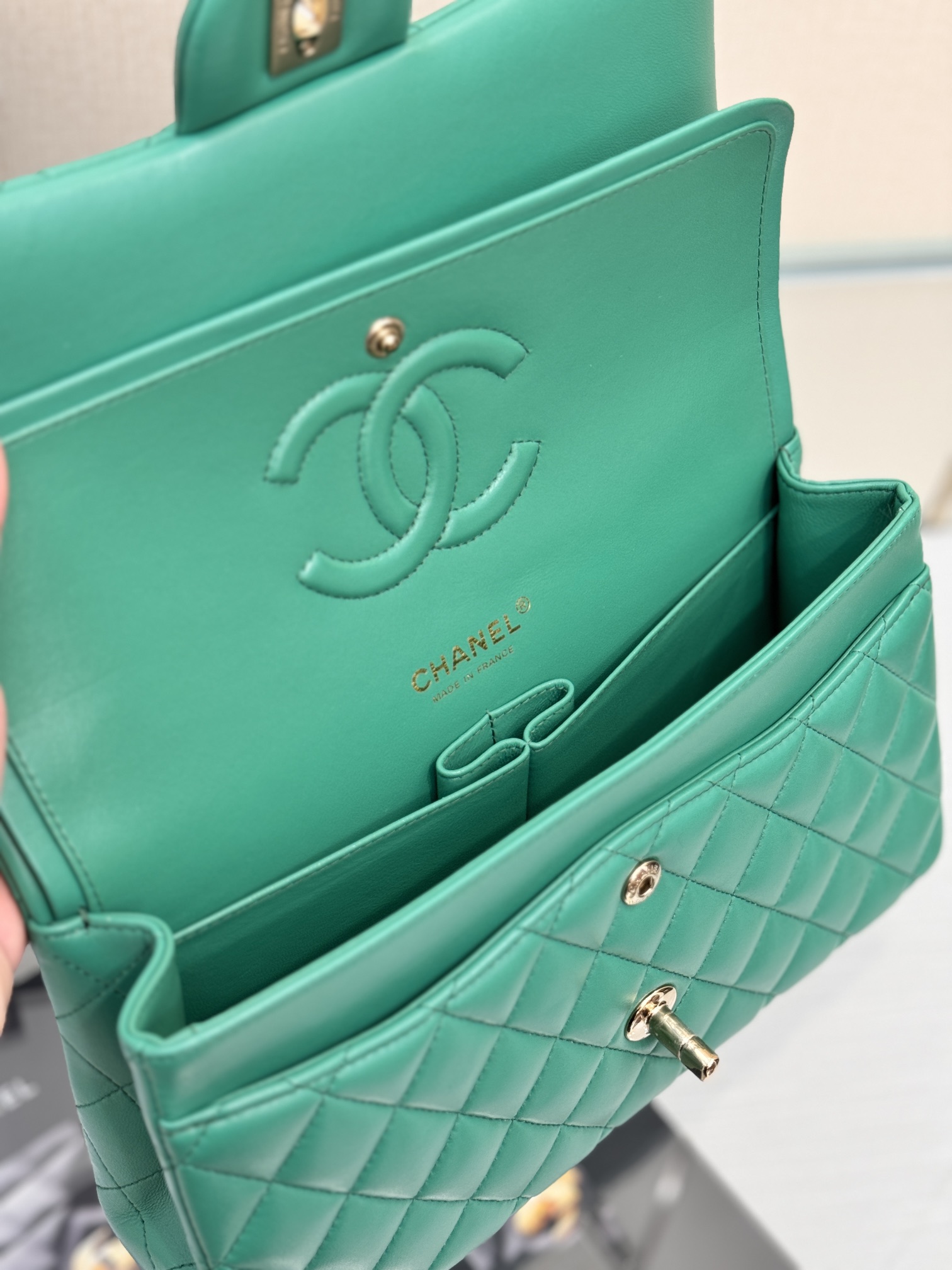 Chanel Classic Flap New Upgraded Version Green 25cm