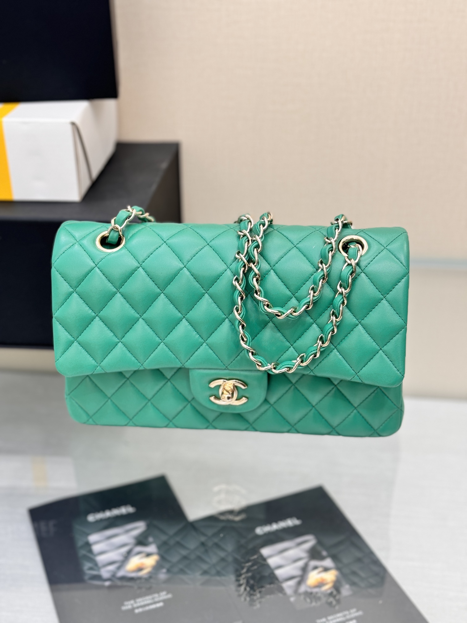 Chanel Classic Flap New Upgraded Version Green 25cm