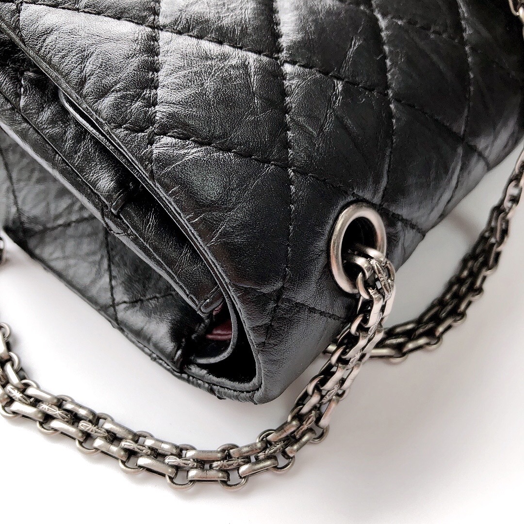 Chanel Classics 2.55 Handbag Aged Calfskin Silver Metal 28cm