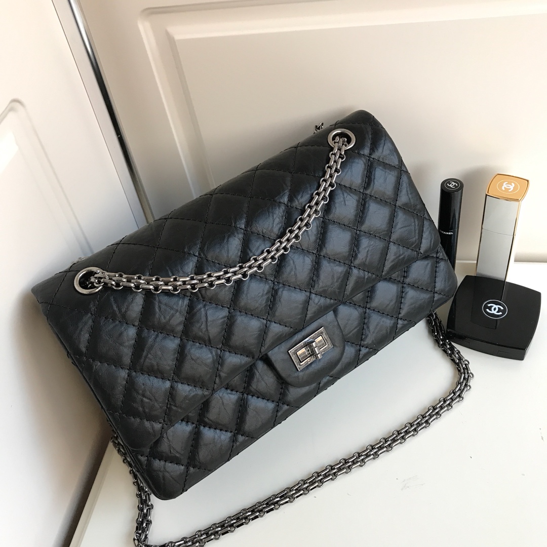 Chanel Classics 2.55 Handbag Aged Calfskin Silver Metal 31cm