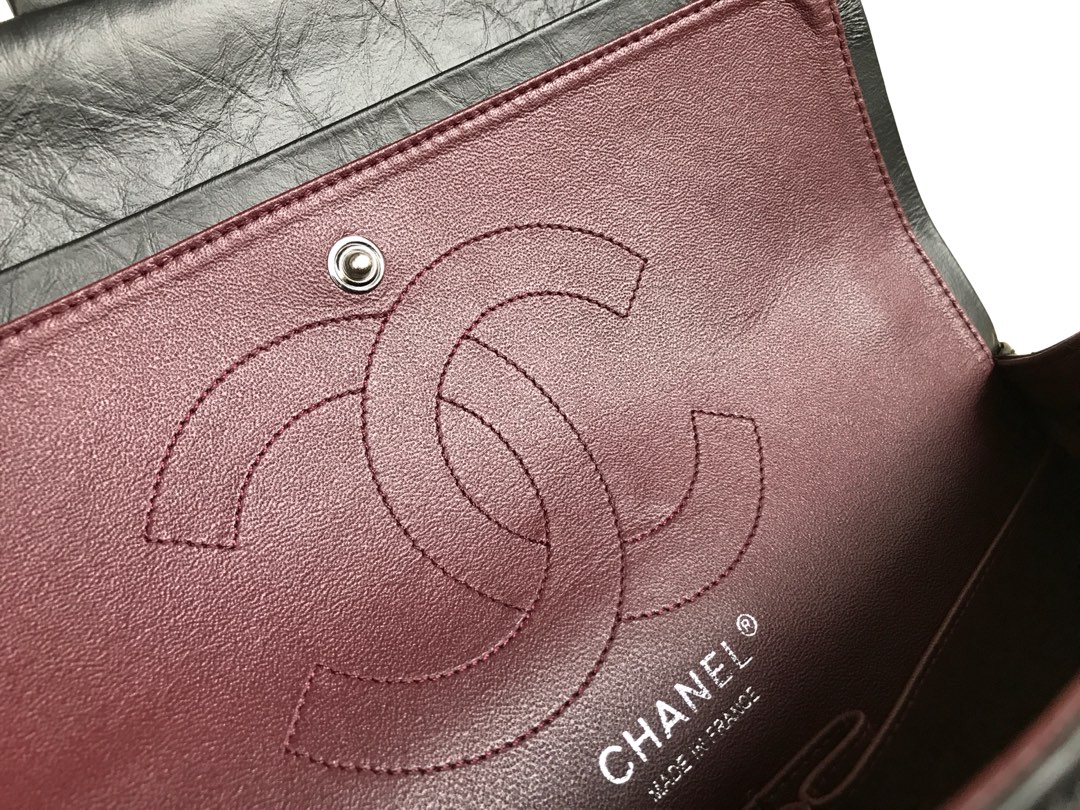 Chanel Classics 2.55 Handbag Aged Calfskin Silver Metal 31cm