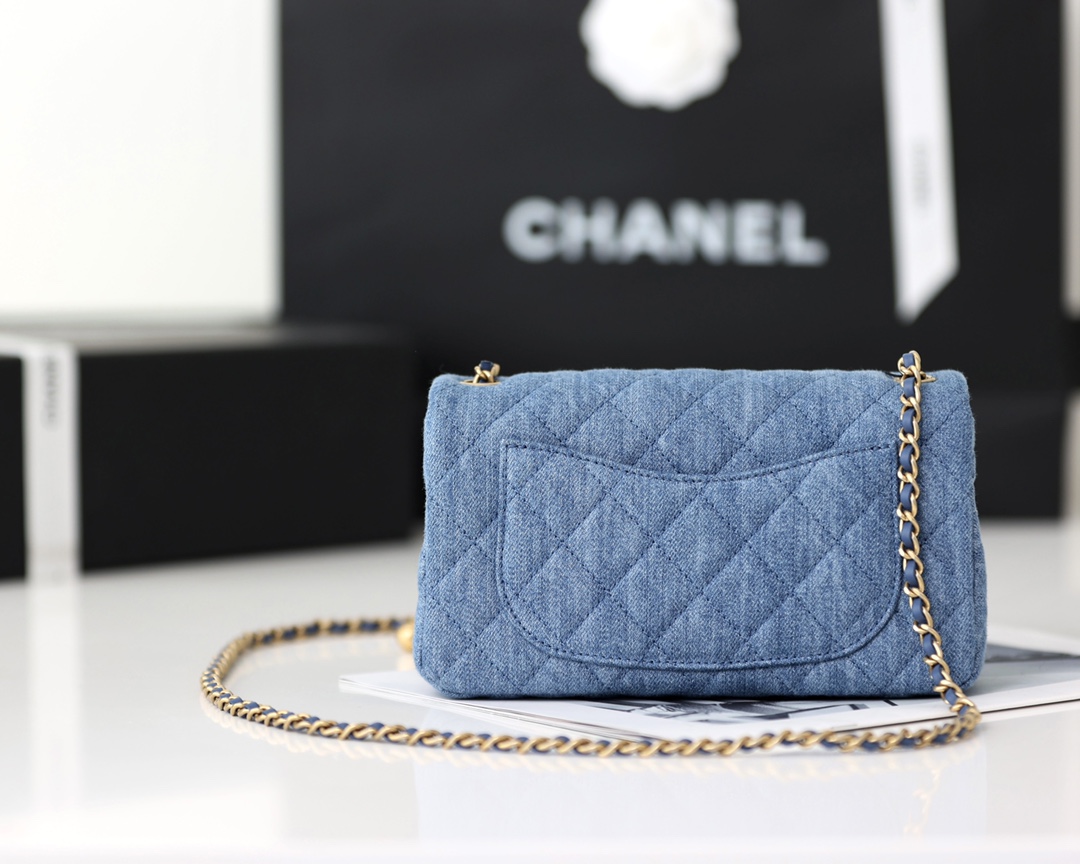 Chanel Classics Flap Bags Blue Denim 17CM and 20CM